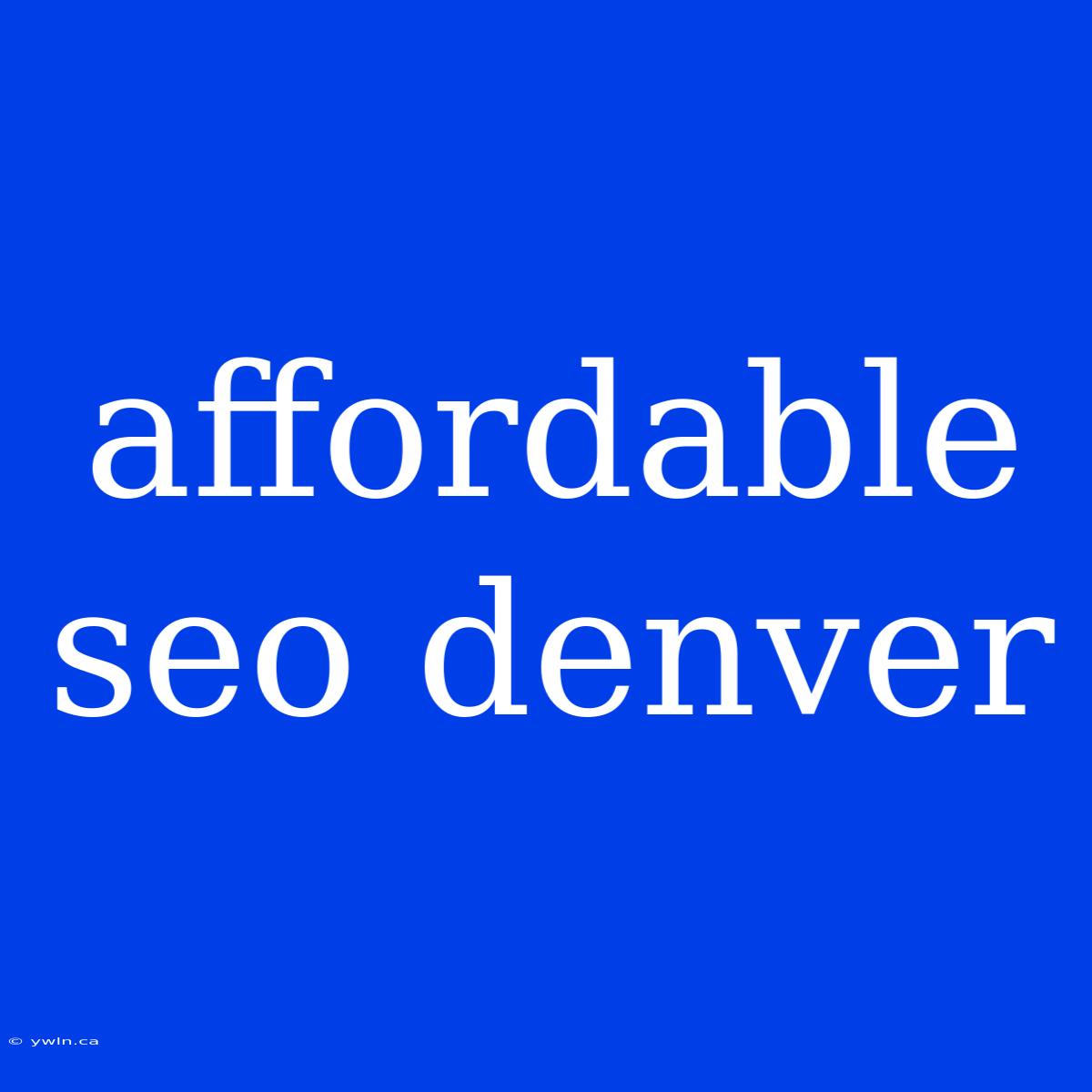 Affordable Seo Denver