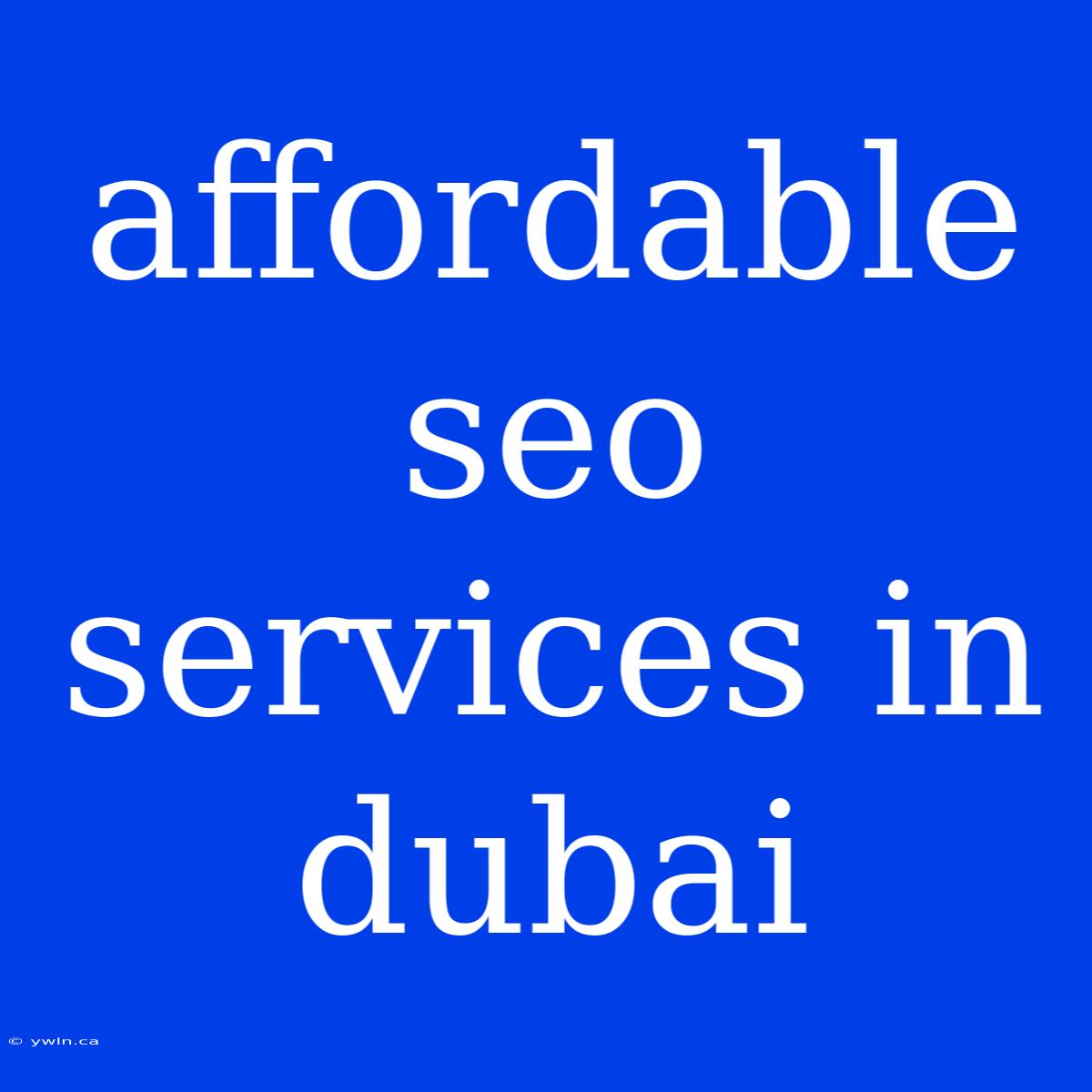 Affordable Seo Services In Dubai