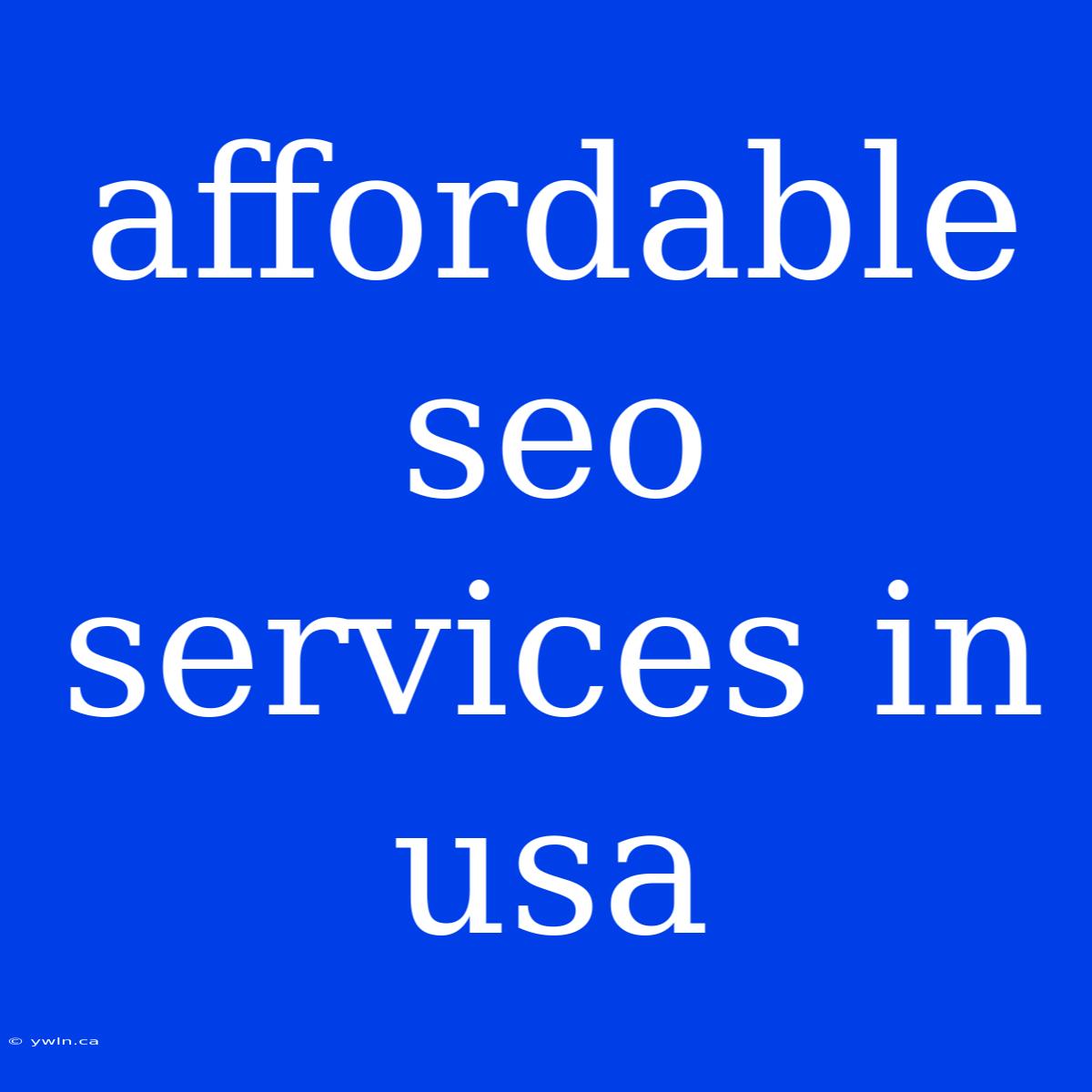 Affordable Seo Services In Usa