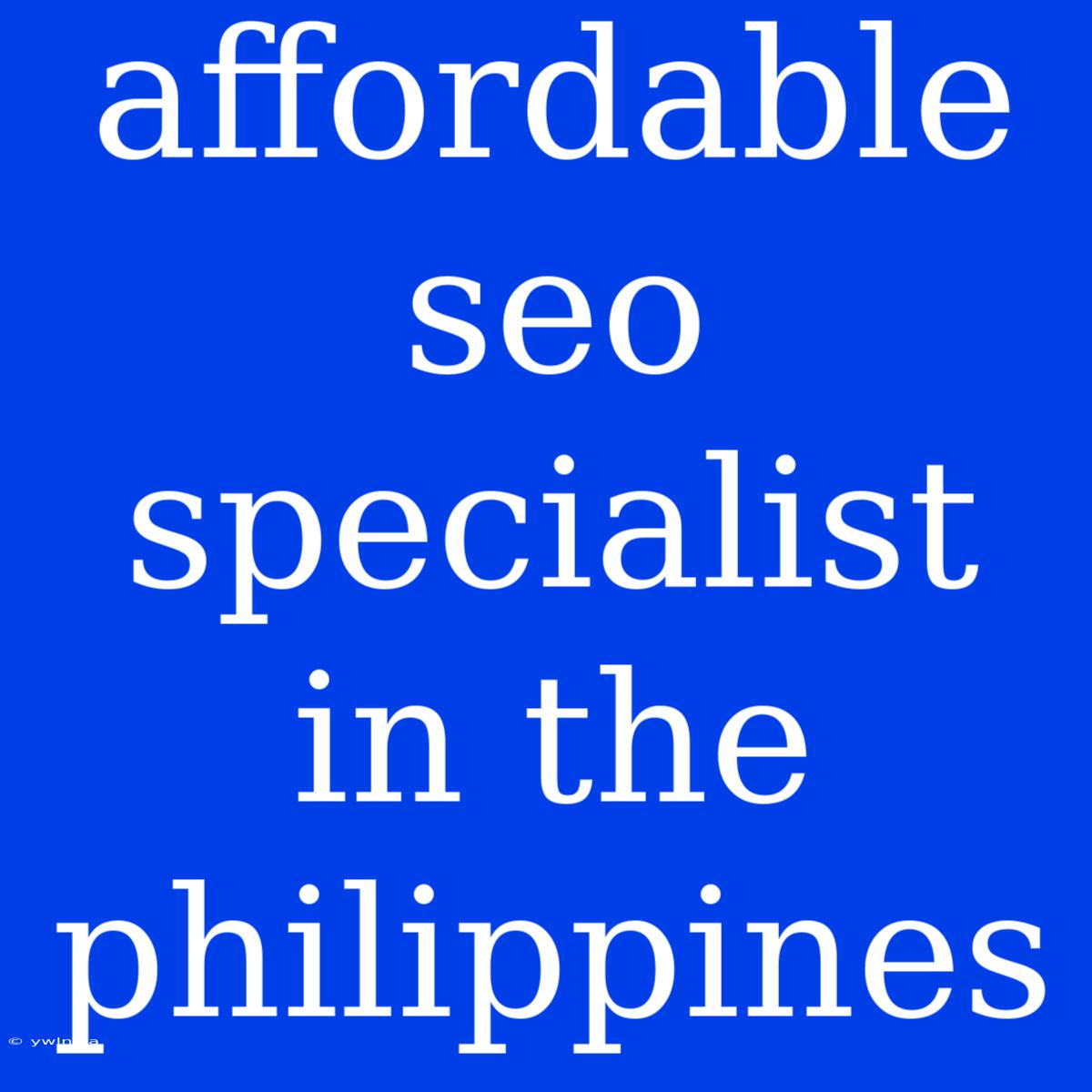 Affordable Seo Specialist In The Philippines