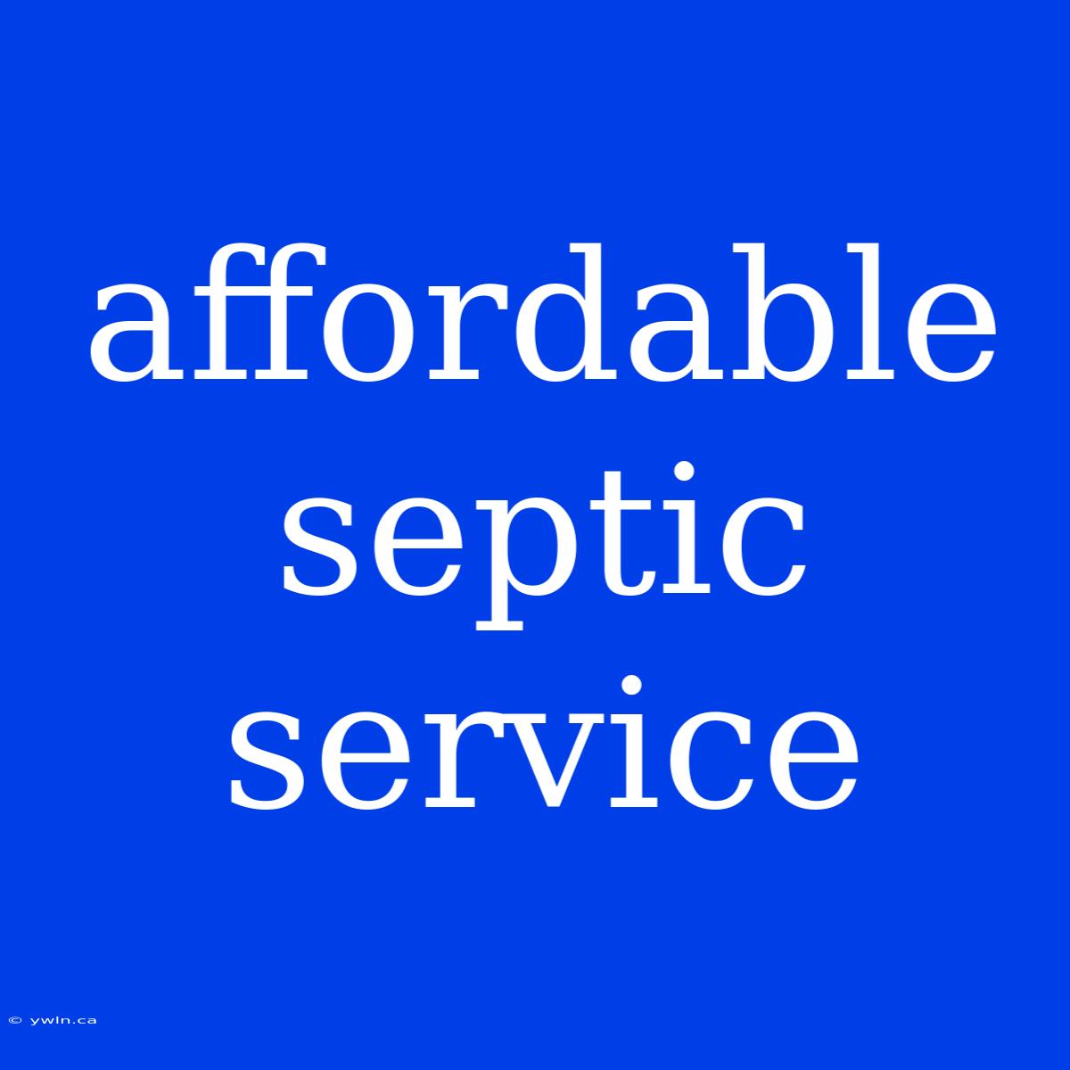 Affordable Septic Service