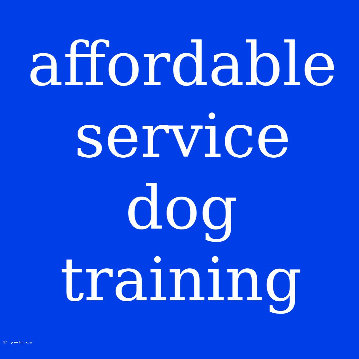 Affordable Service Dog Training