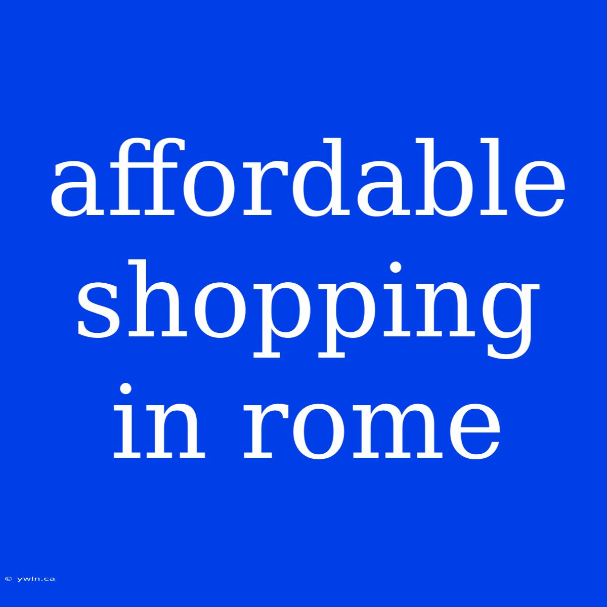 Affordable Shopping In Rome