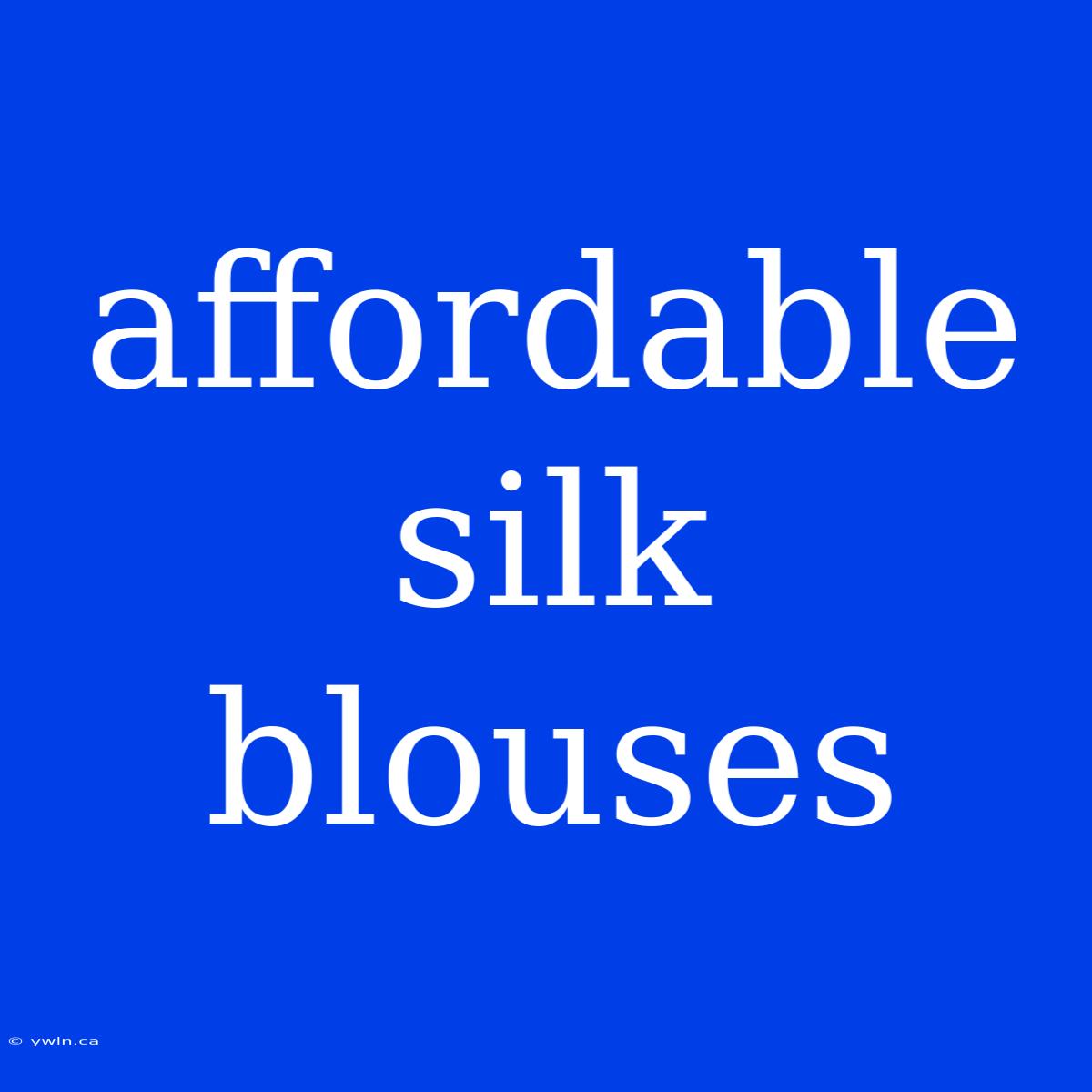 Affordable Silk Blouses