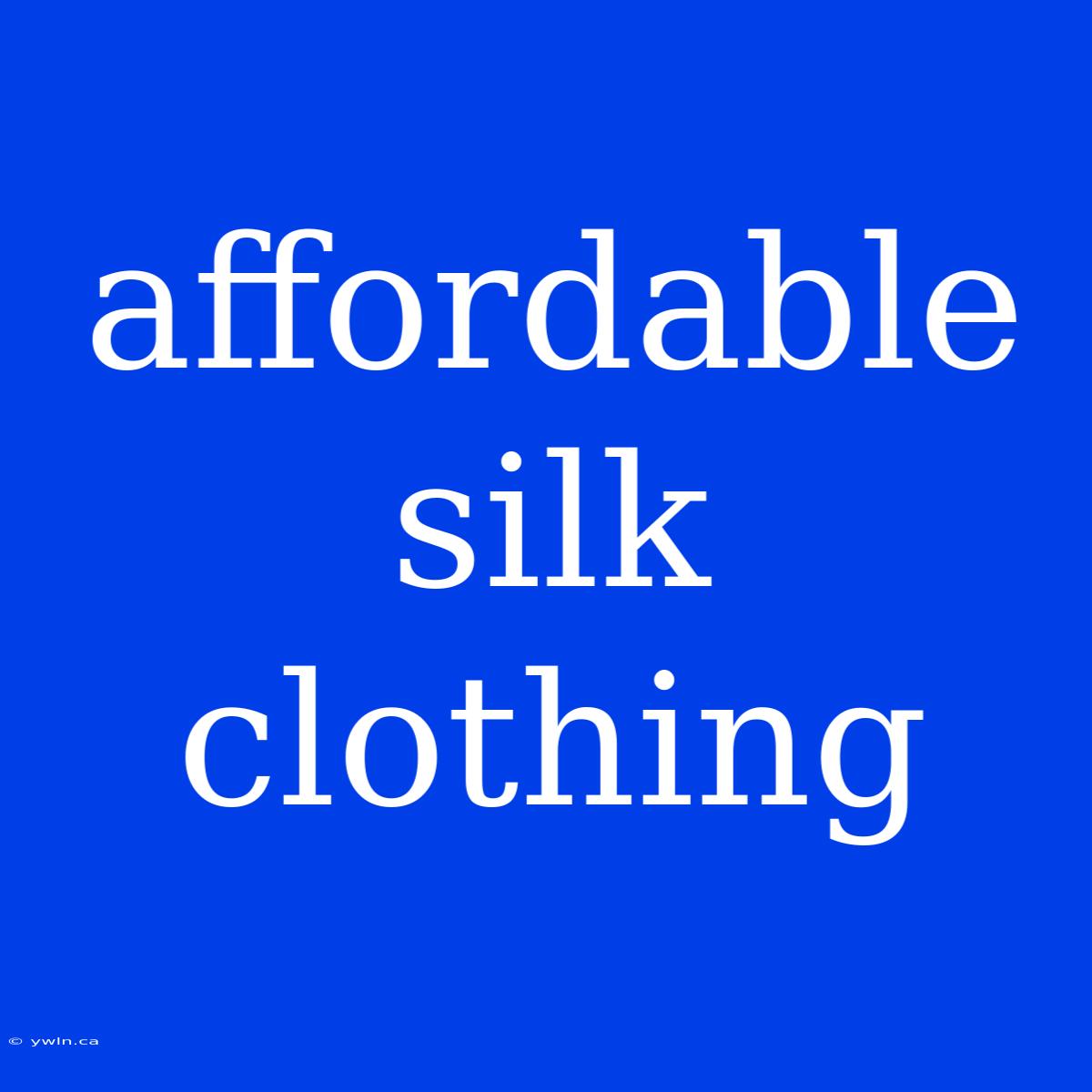 Affordable Silk Clothing