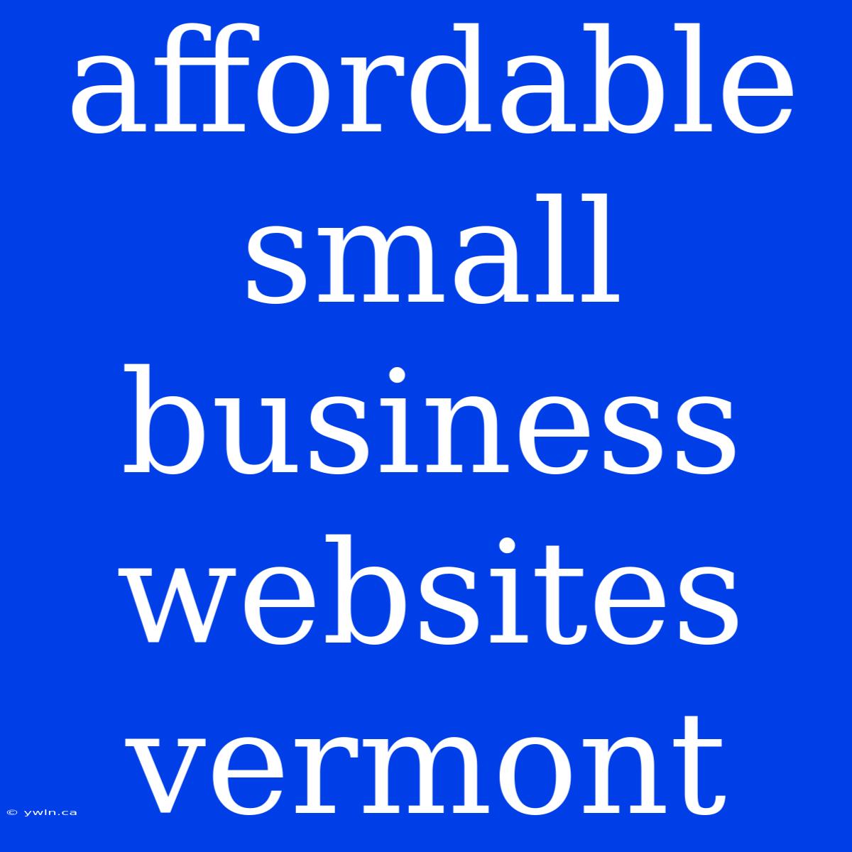 Affordable Small Business Websites Vermont