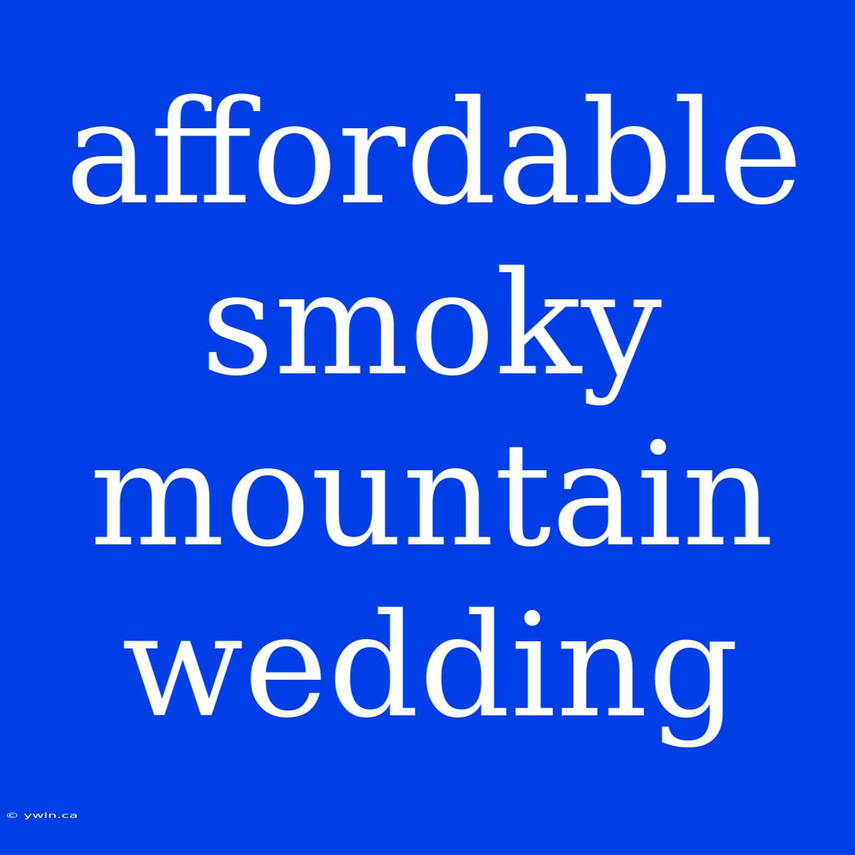 Affordable Smoky Mountain Wedding