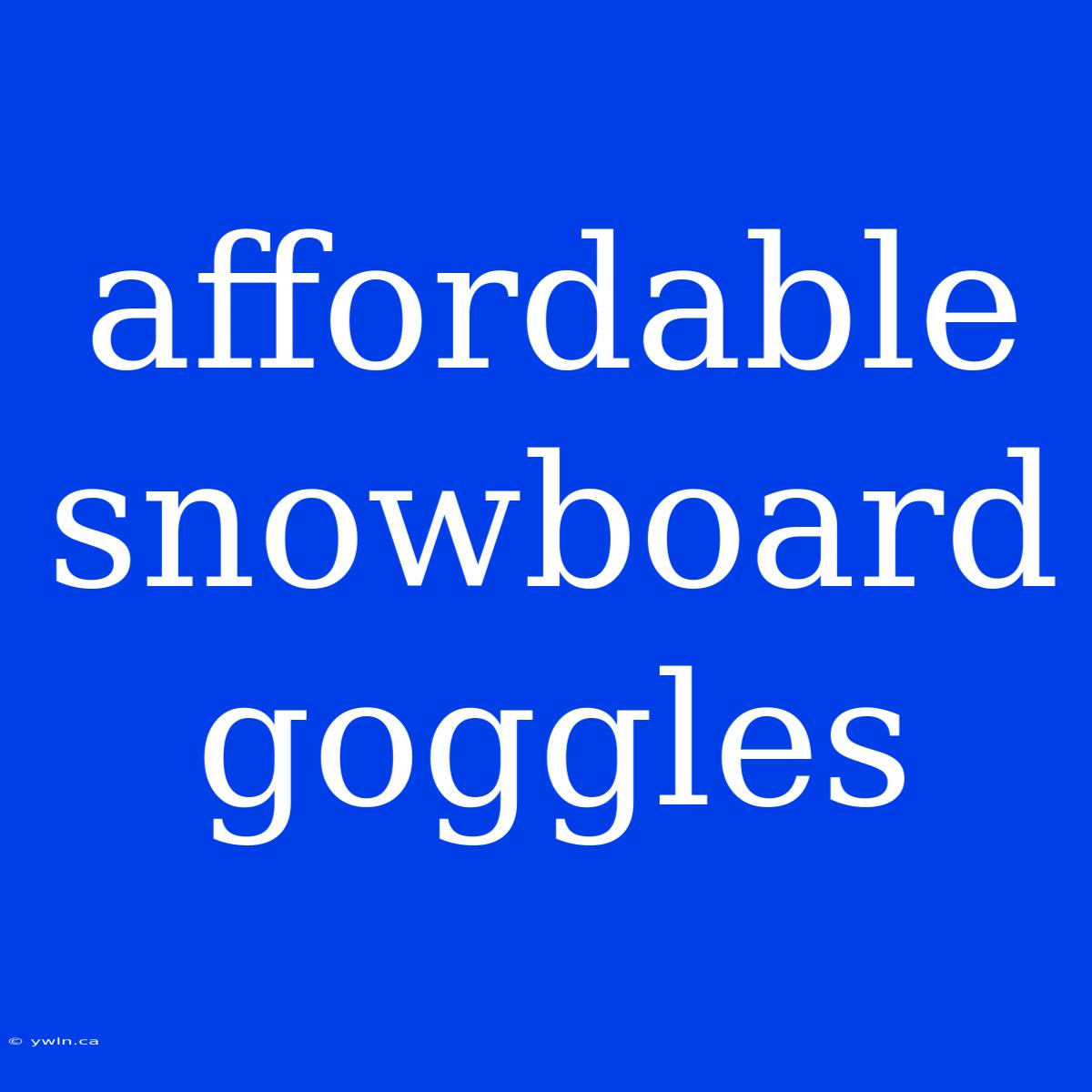 Affordable Snowboard Goggles