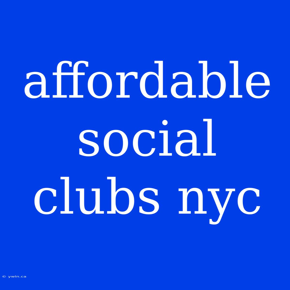 Affordable Social Clubs Nyc