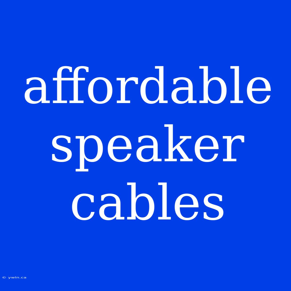 Affordable Speaker Cables