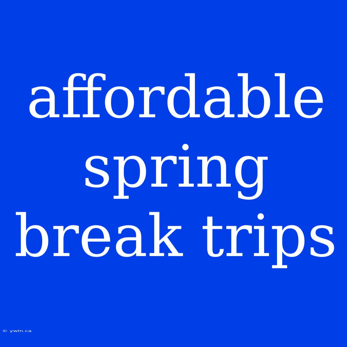 Affordable Spring Break Trips