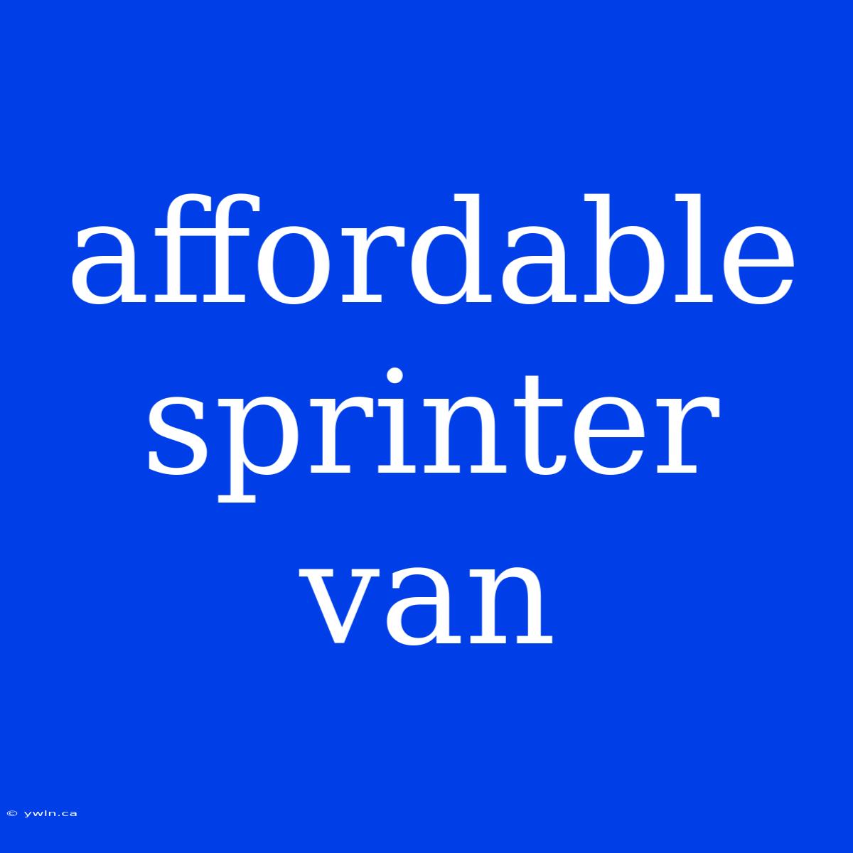 Affordable Sprinter Van