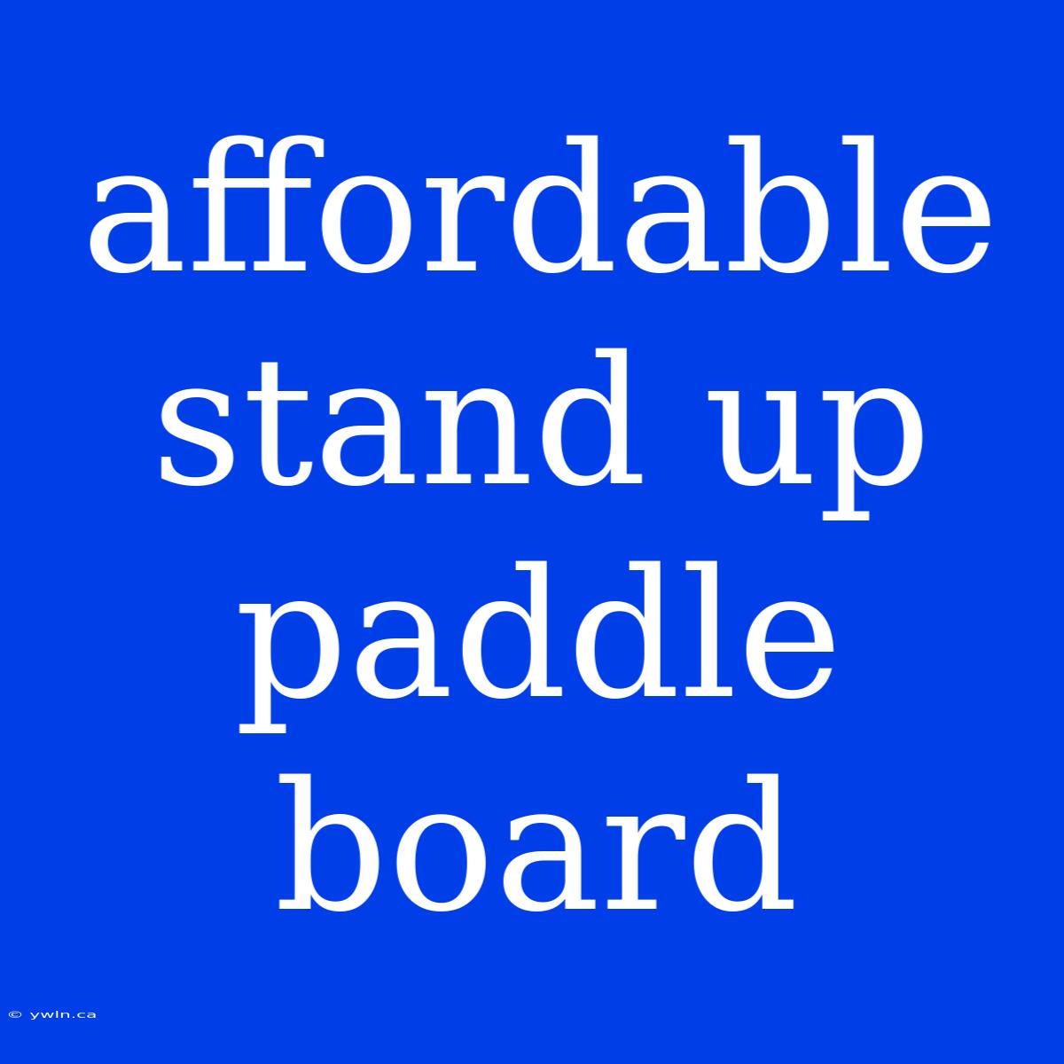 Affordable Stand Up Paddle Board