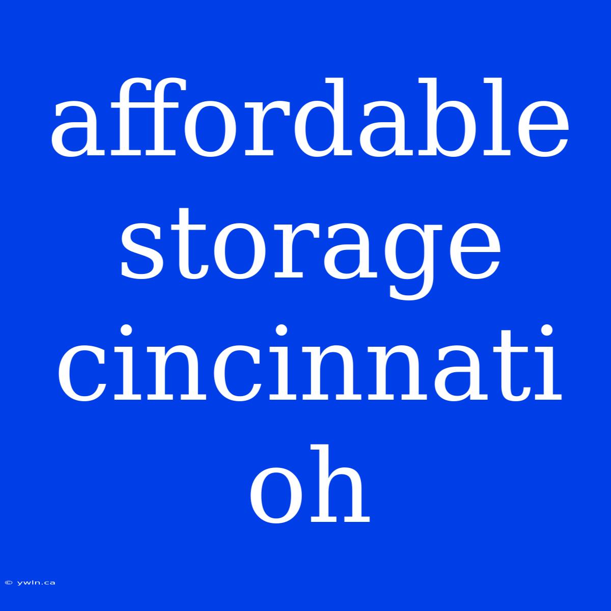 Affordable Storage Cincinnati Oh