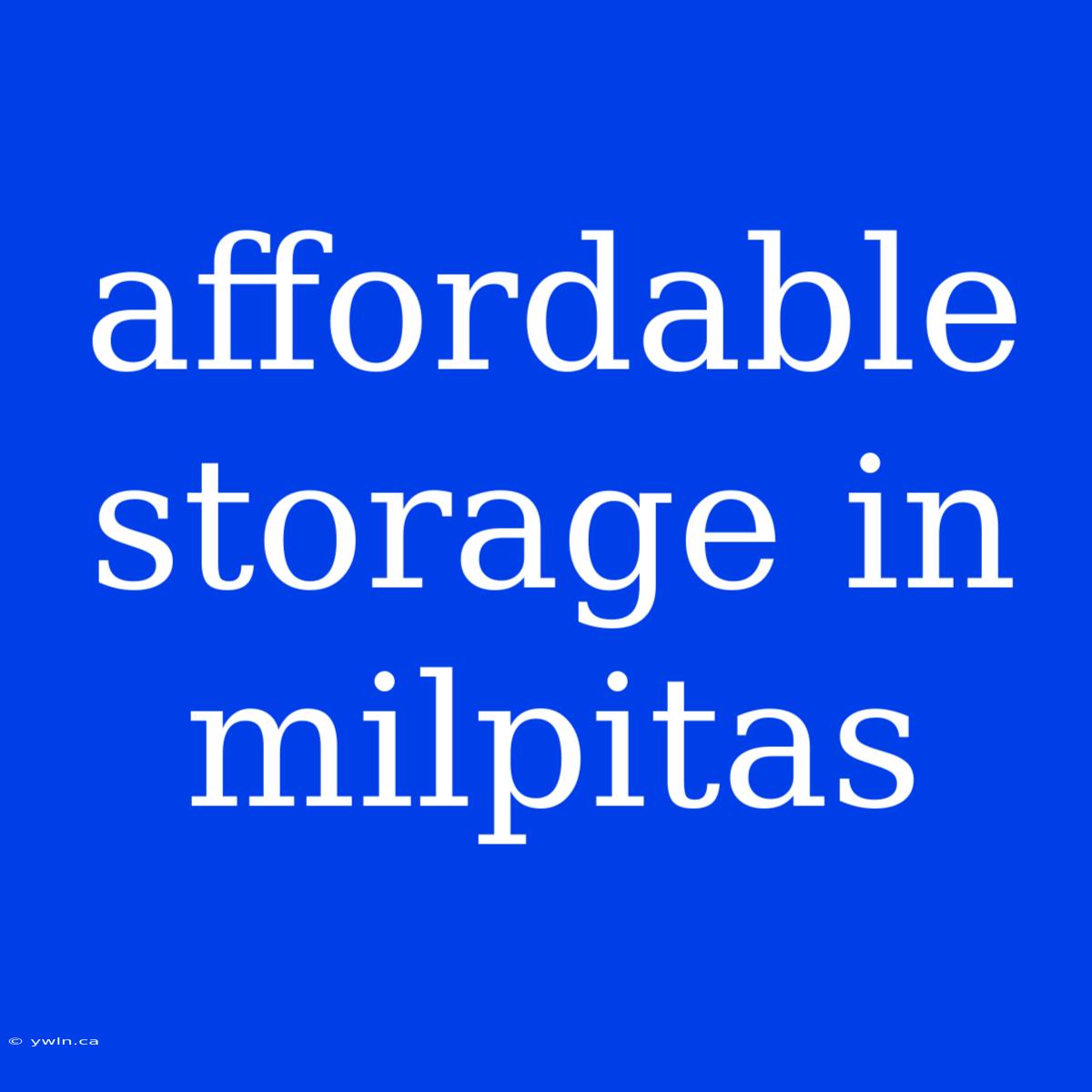 Affordable Storage In Milpitas