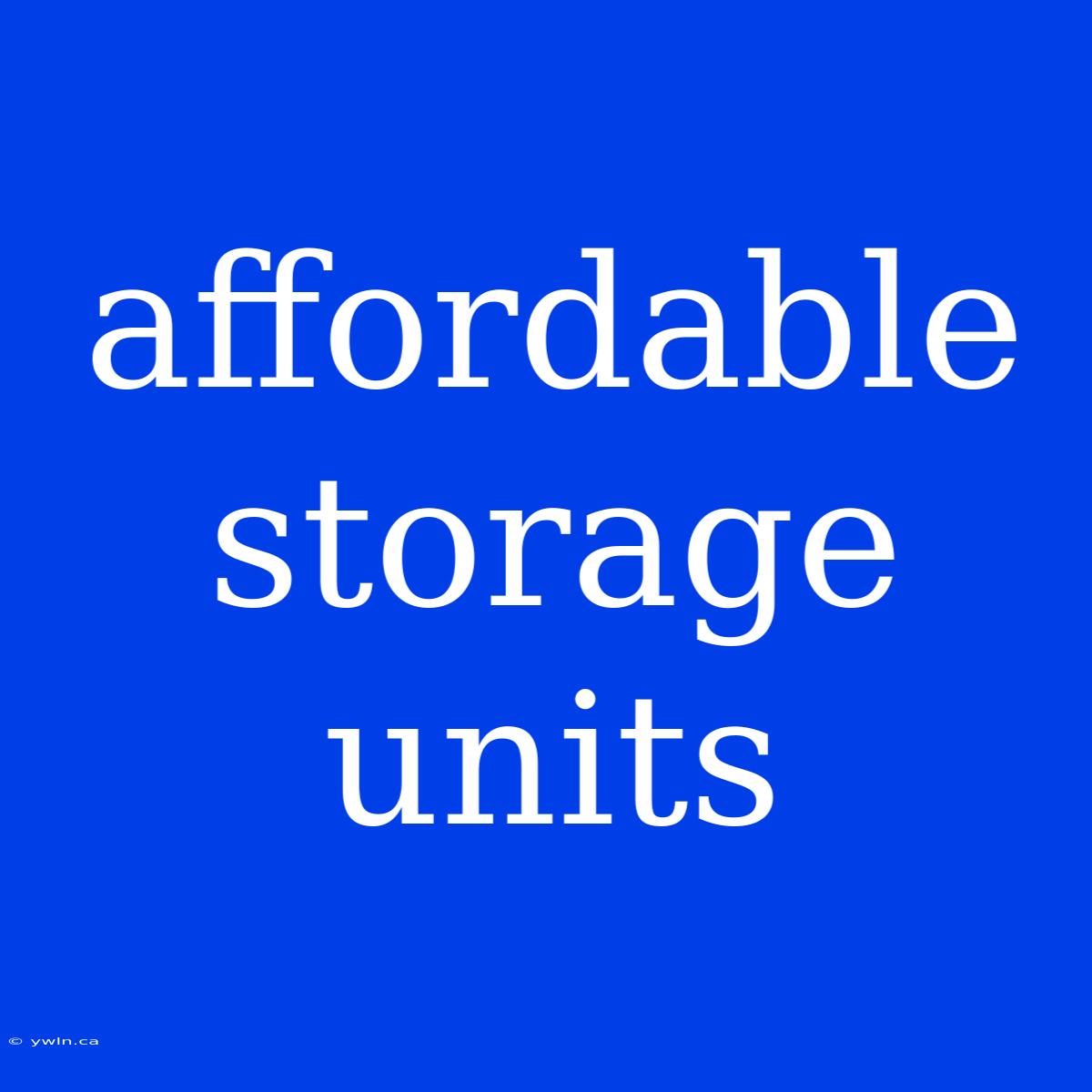 Affordable Storage Units