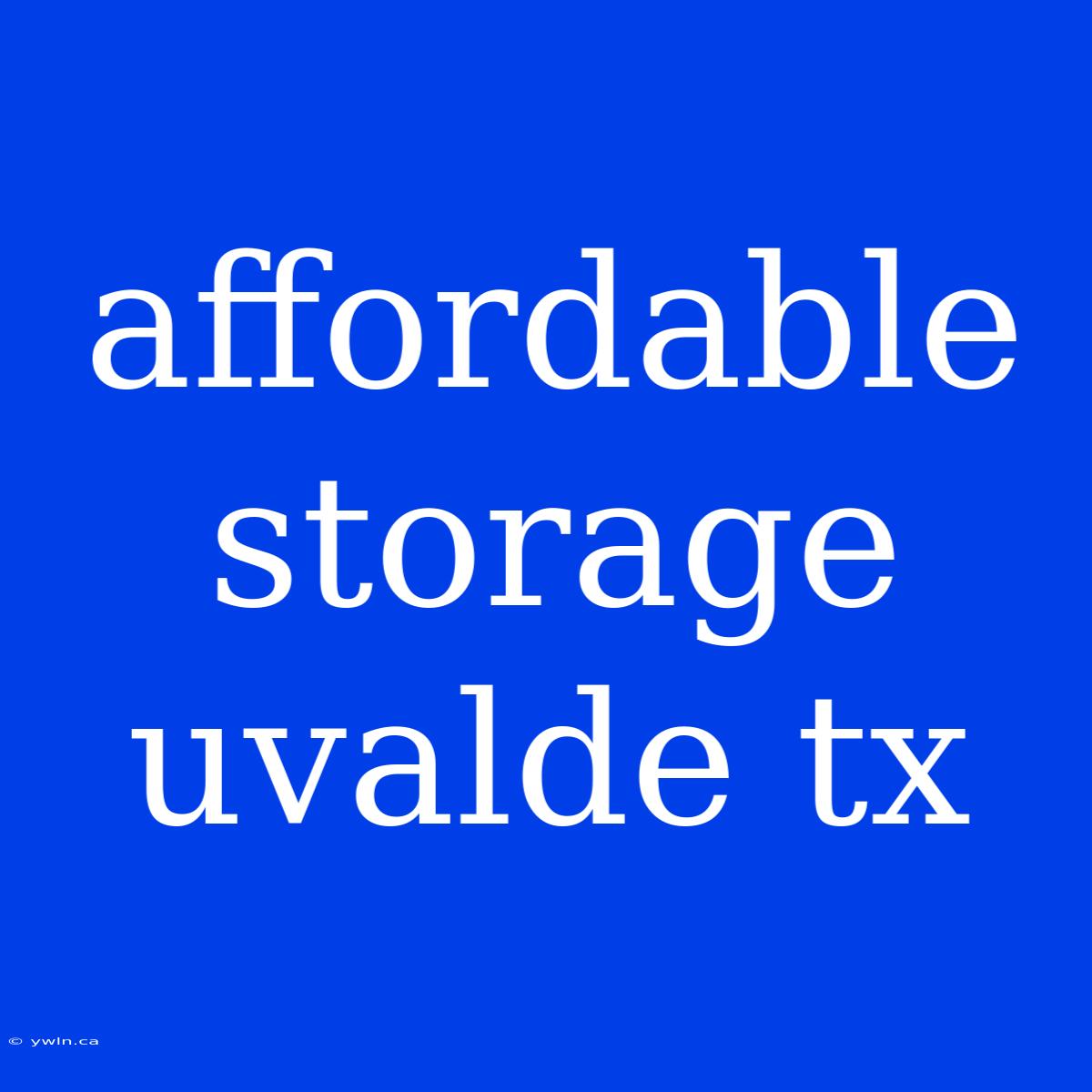 Affordable Storage Uvalde Tx