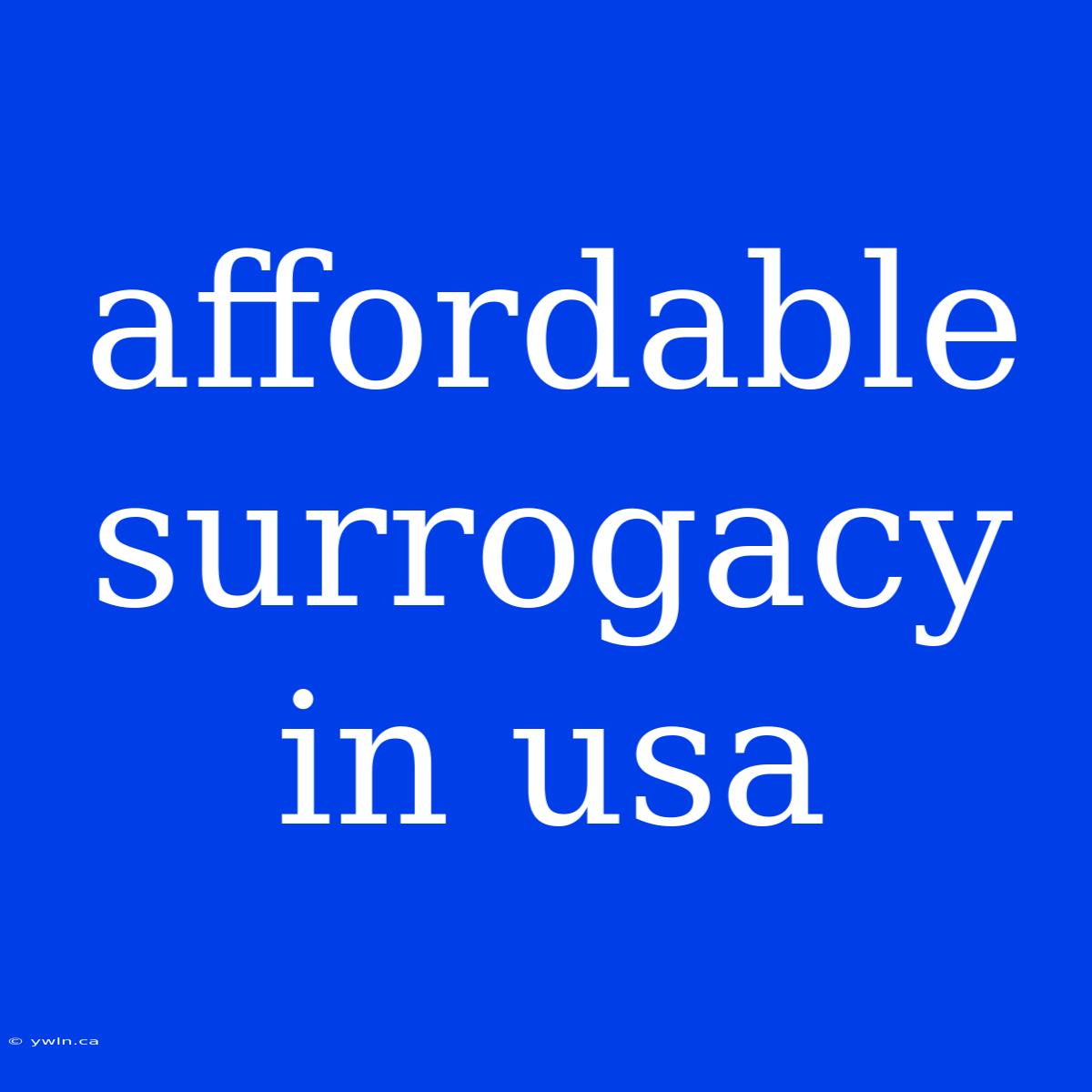 Affordable Surrogacy In Usa