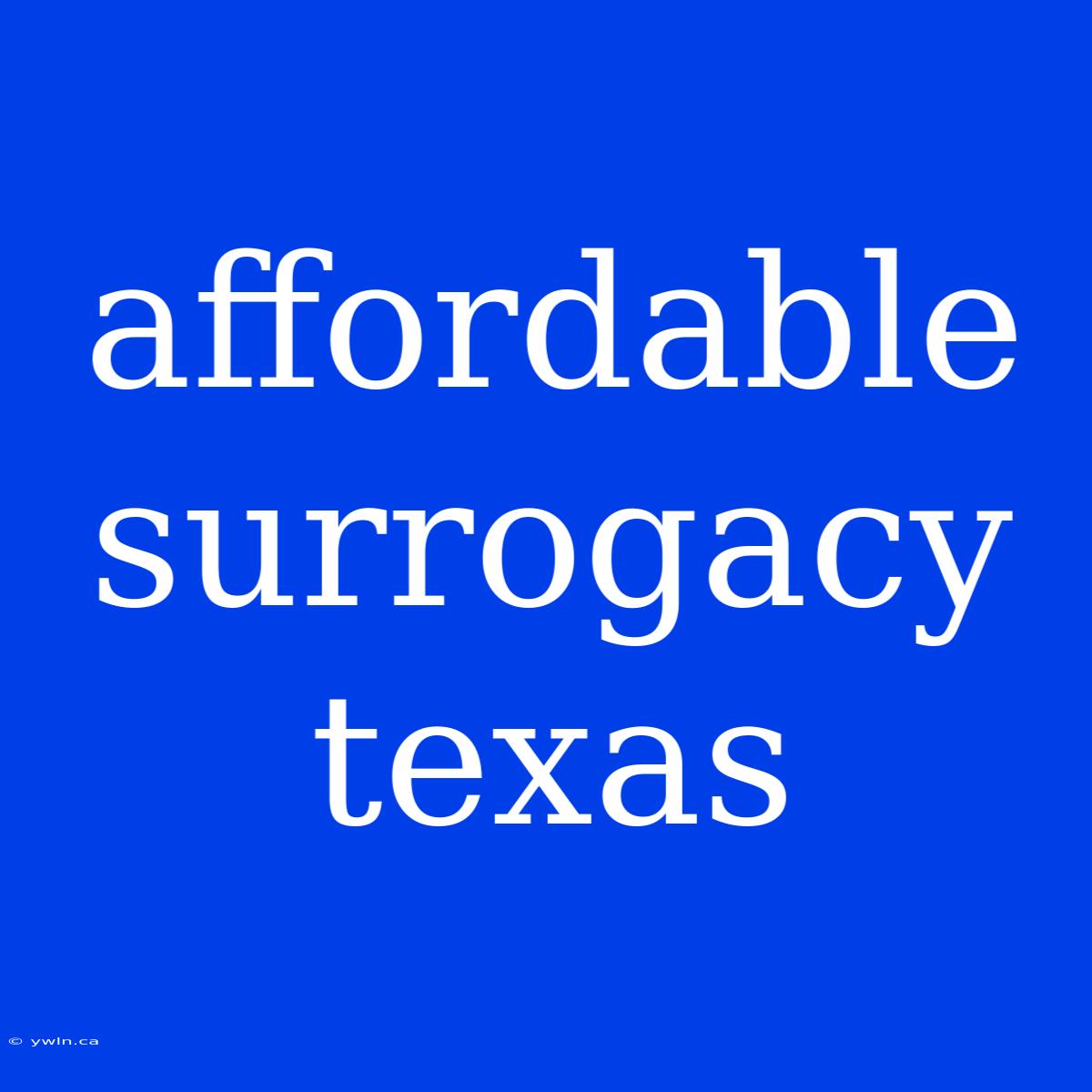 Affordable Surrogacy Texas