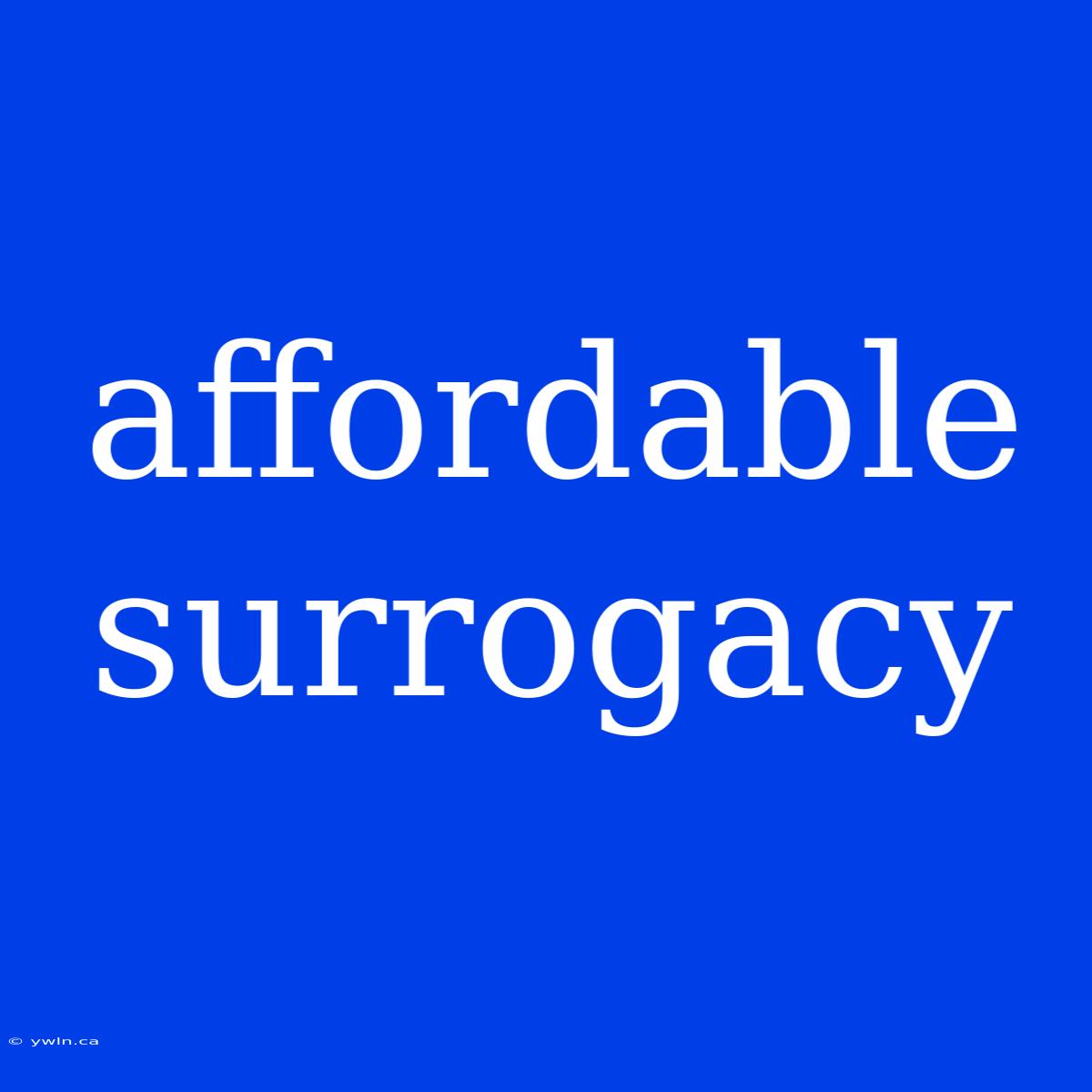 Affordable Surrogacy