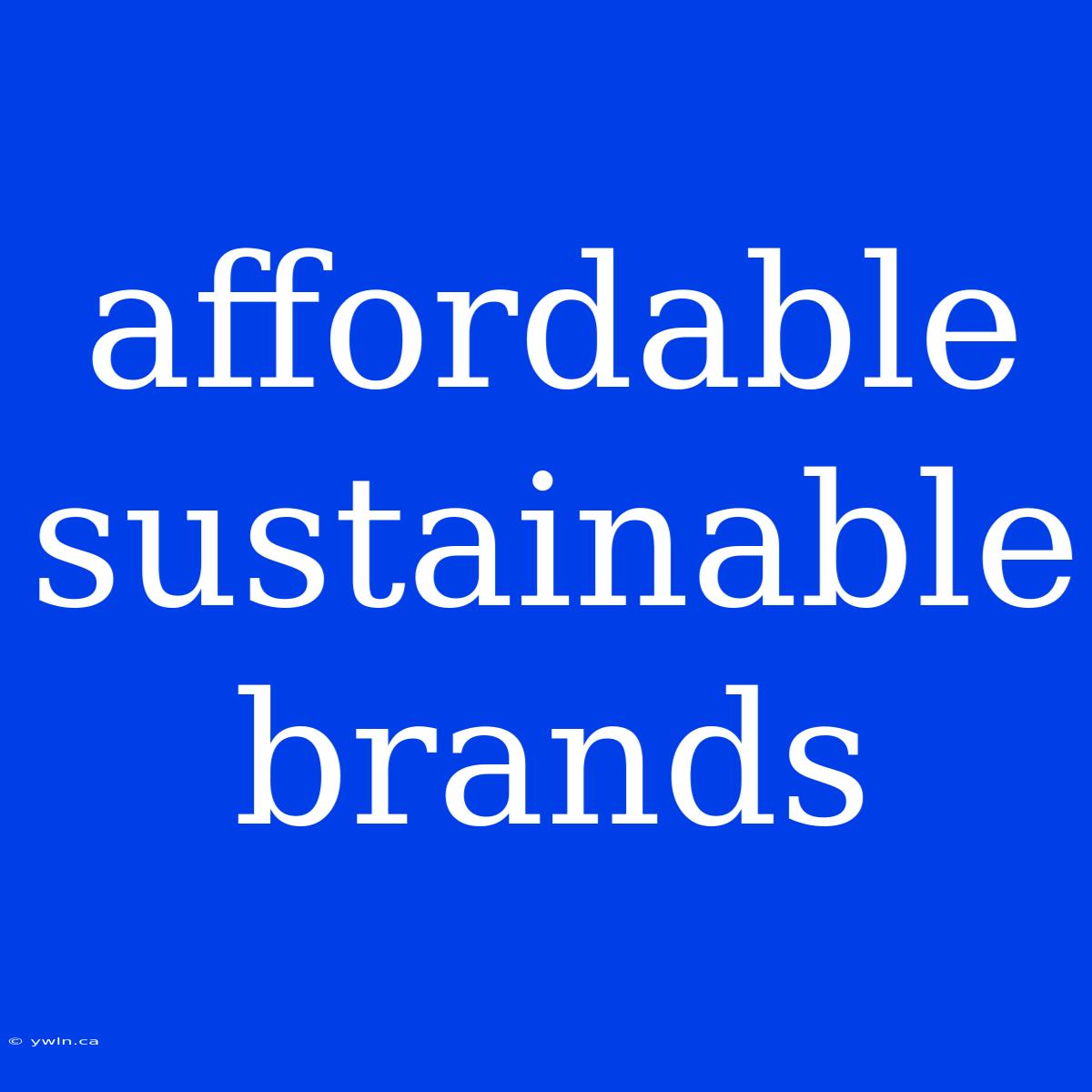 Affordable Sustainable Brands