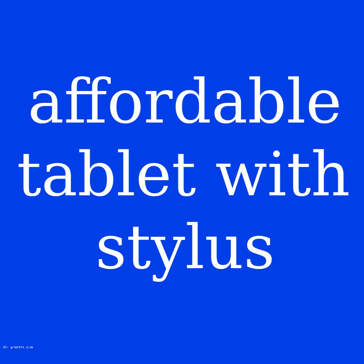 Affordable Tablet With Stylus