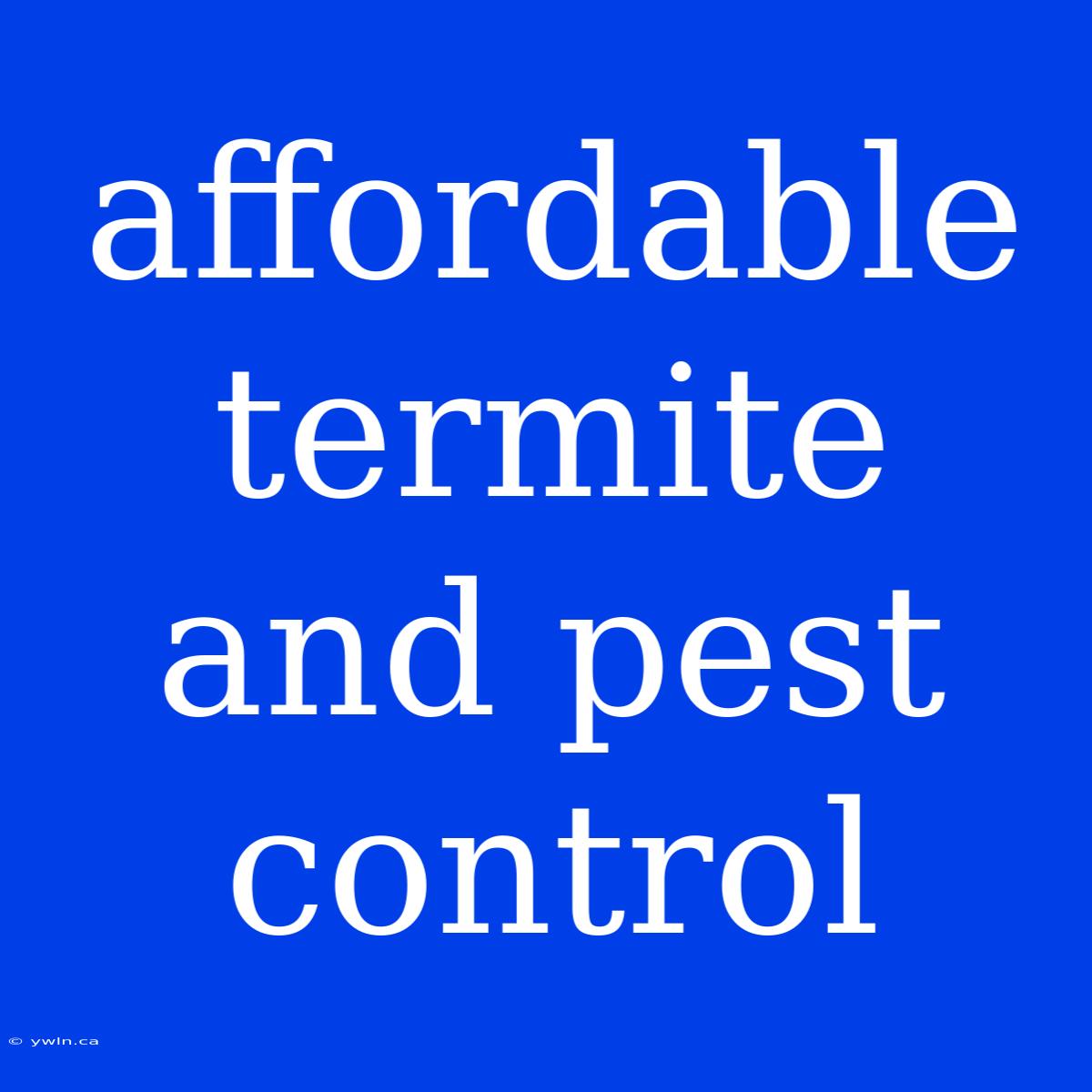 Affordable Termite And Pest Control