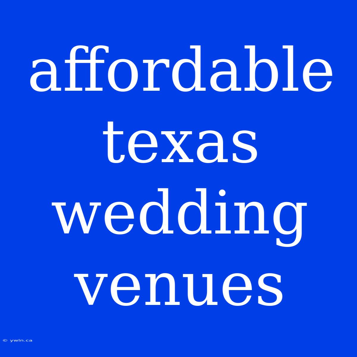 Affordable Texas Wedding Venues