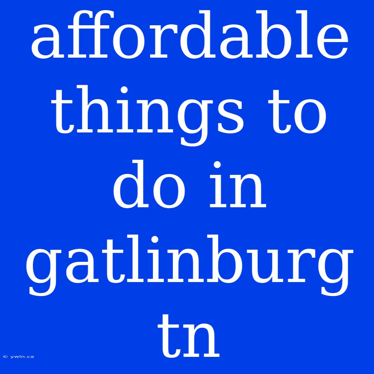 Affordable Things To Do In Gatlinburg Tn