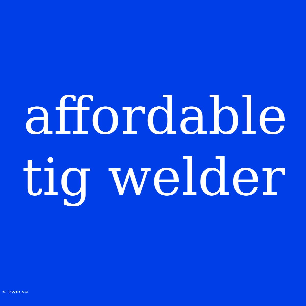 Affordable Tig Welder