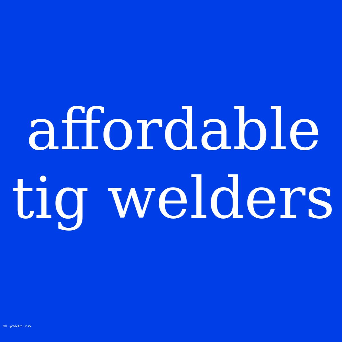 Affordable Tig Welders