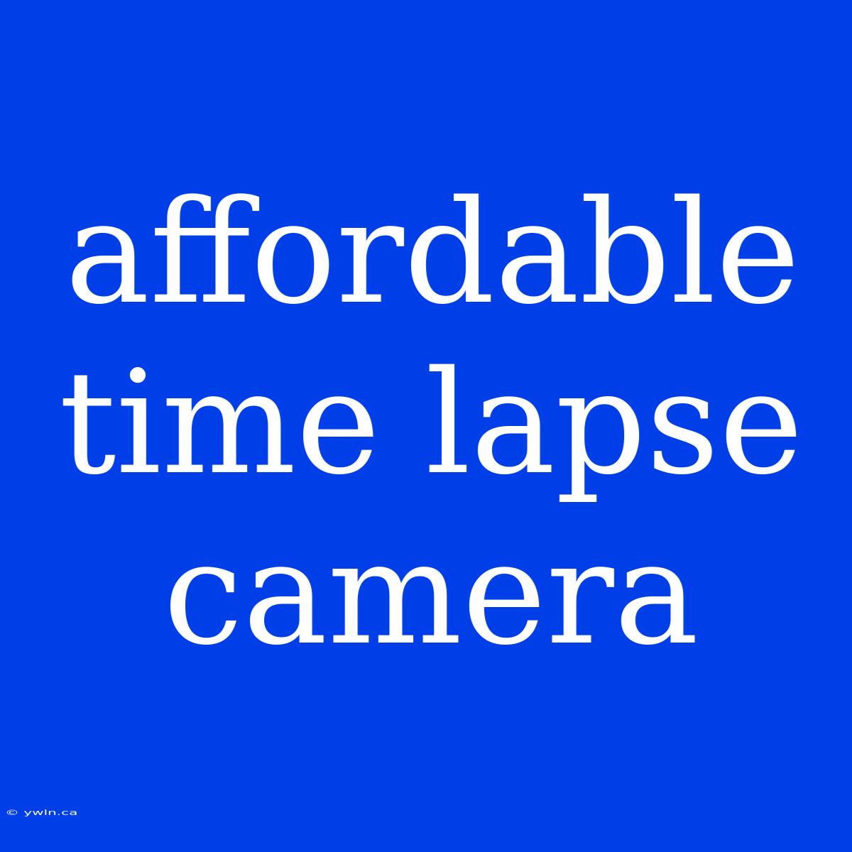 Affordable Time Lapse Camera