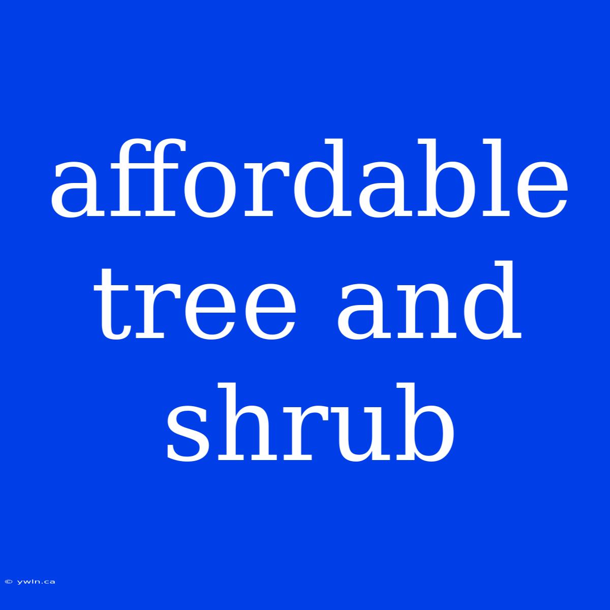 Affordable Tree And Shrub