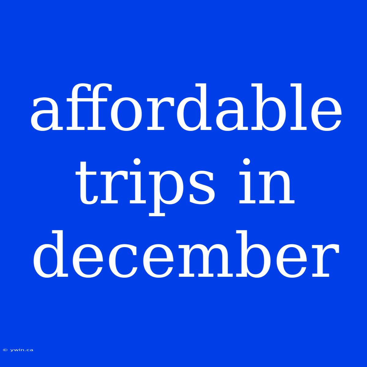 Affordable Trips In December