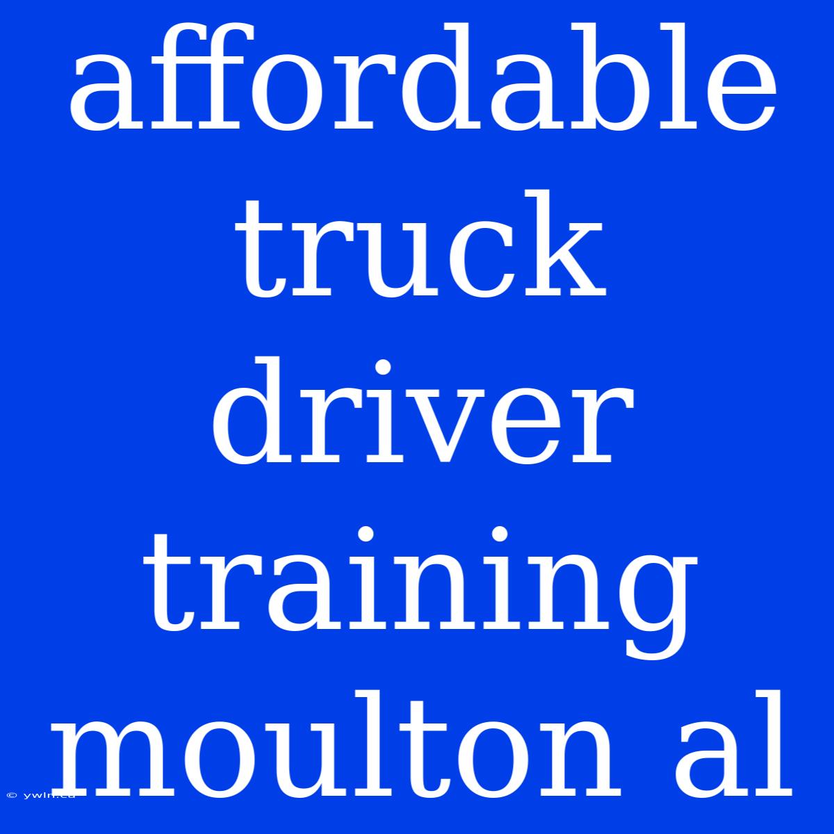 Affordable Truck Driver Training Moulton Al