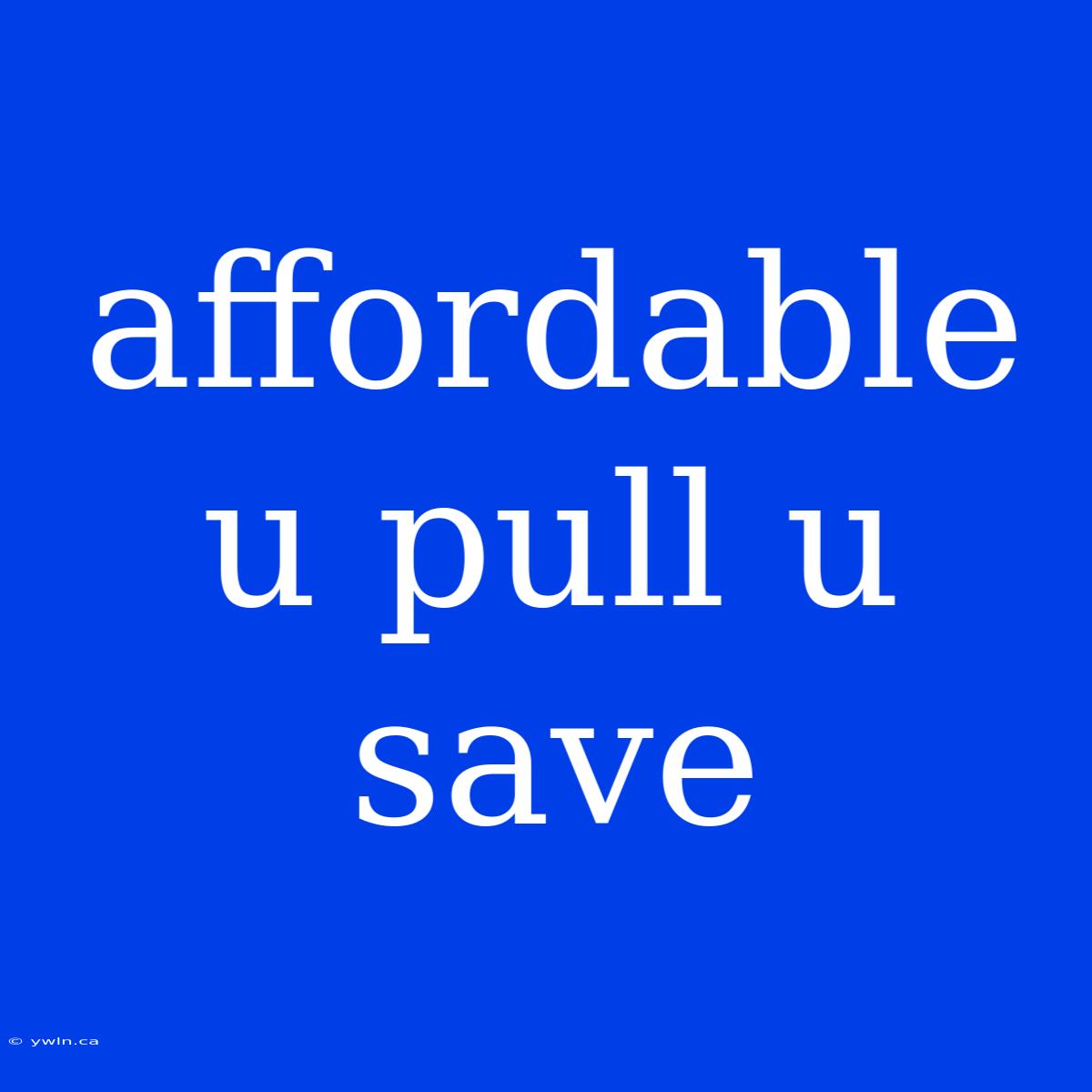 Affordable U Pull U Save