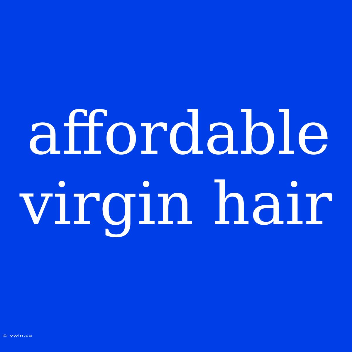 Affordable Virgin Hair