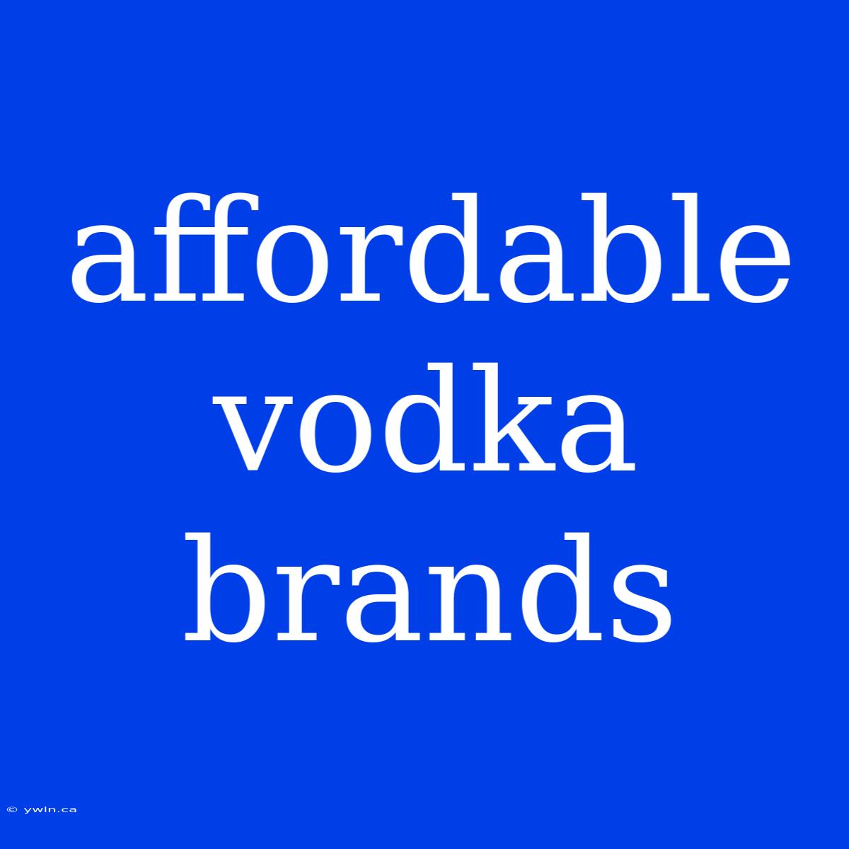 Affordable Vodka Brands