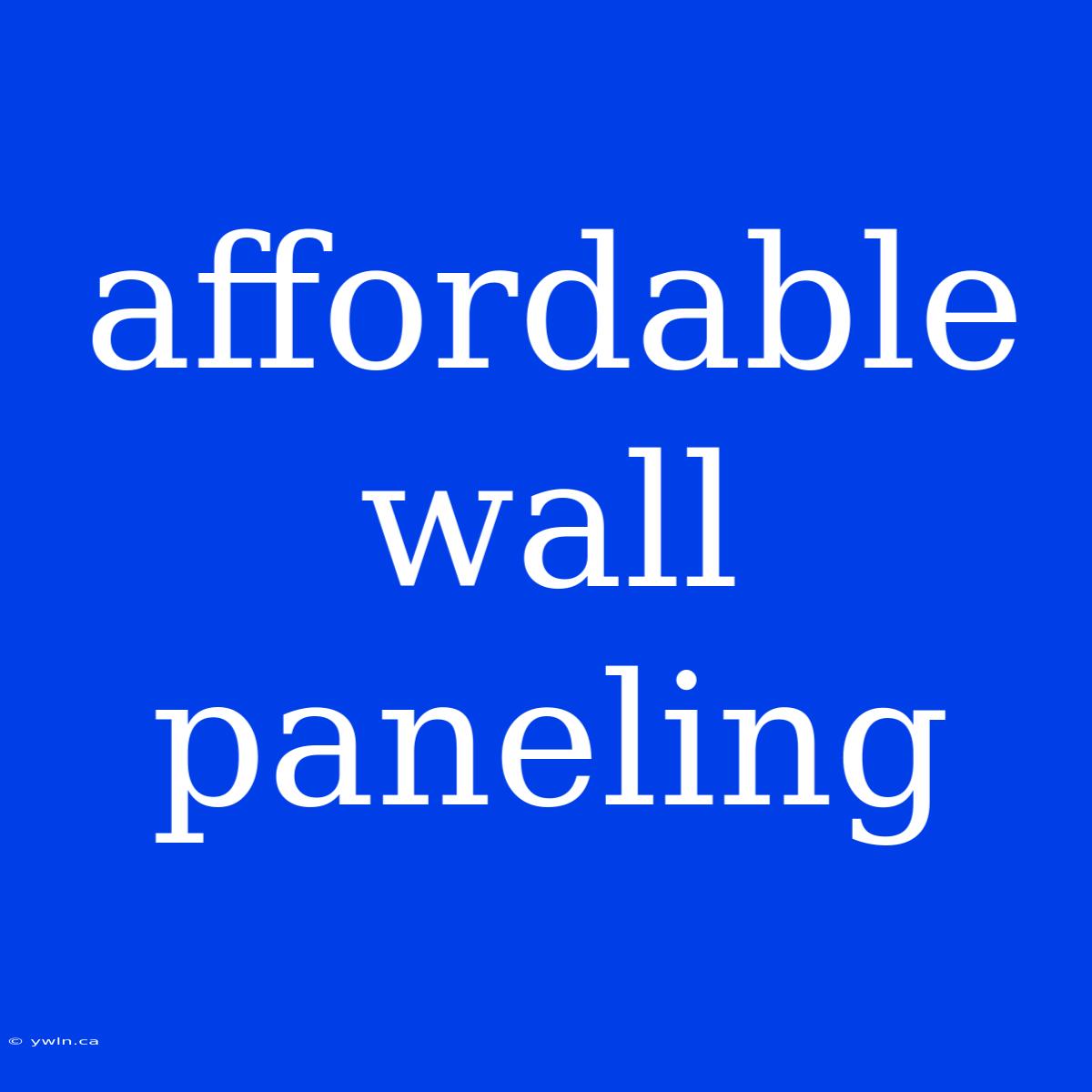 Affordable Wall Paneling