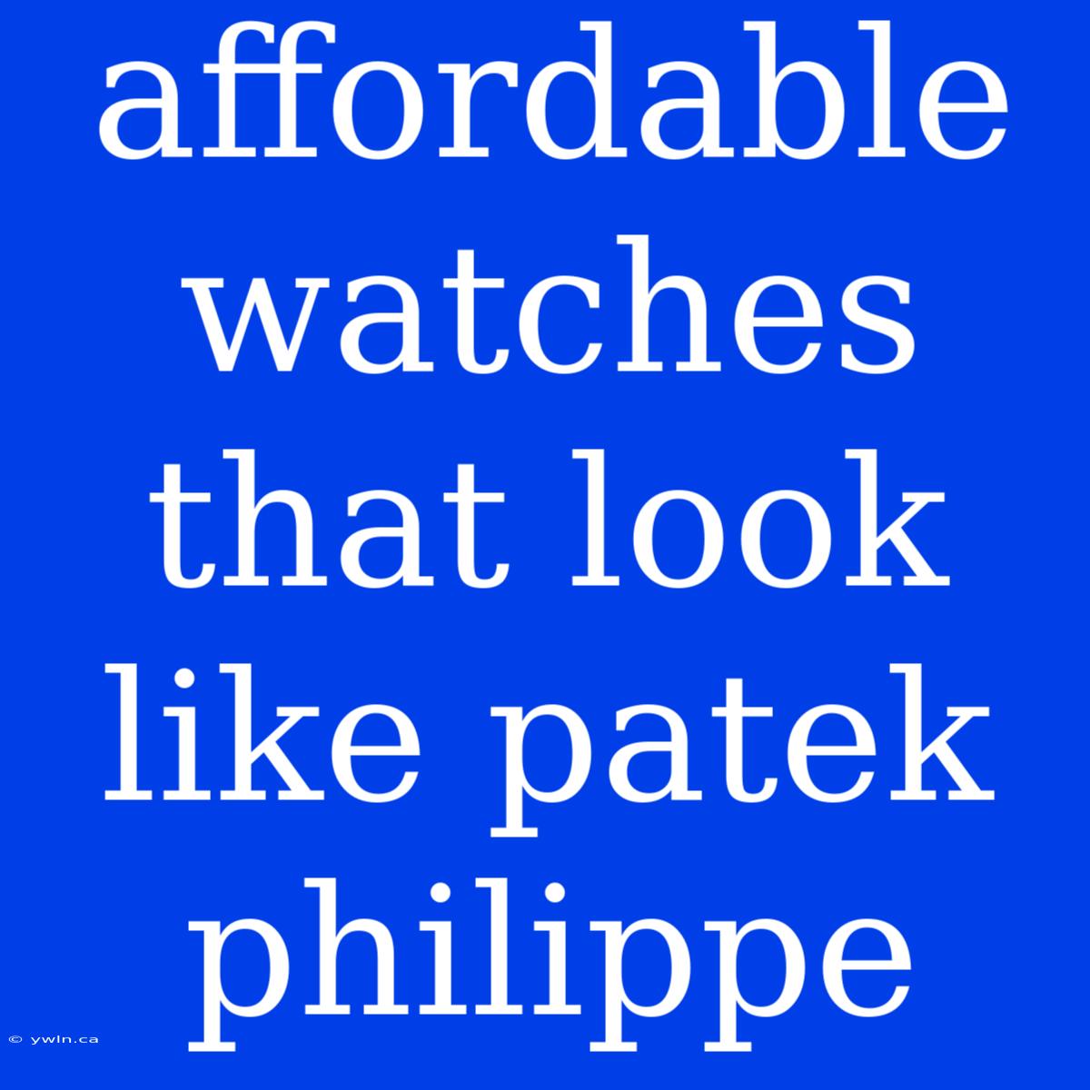 Affordable Watches That Look Like Patek Philippe