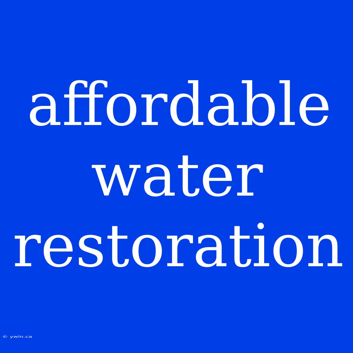 Affordable Water Restoration