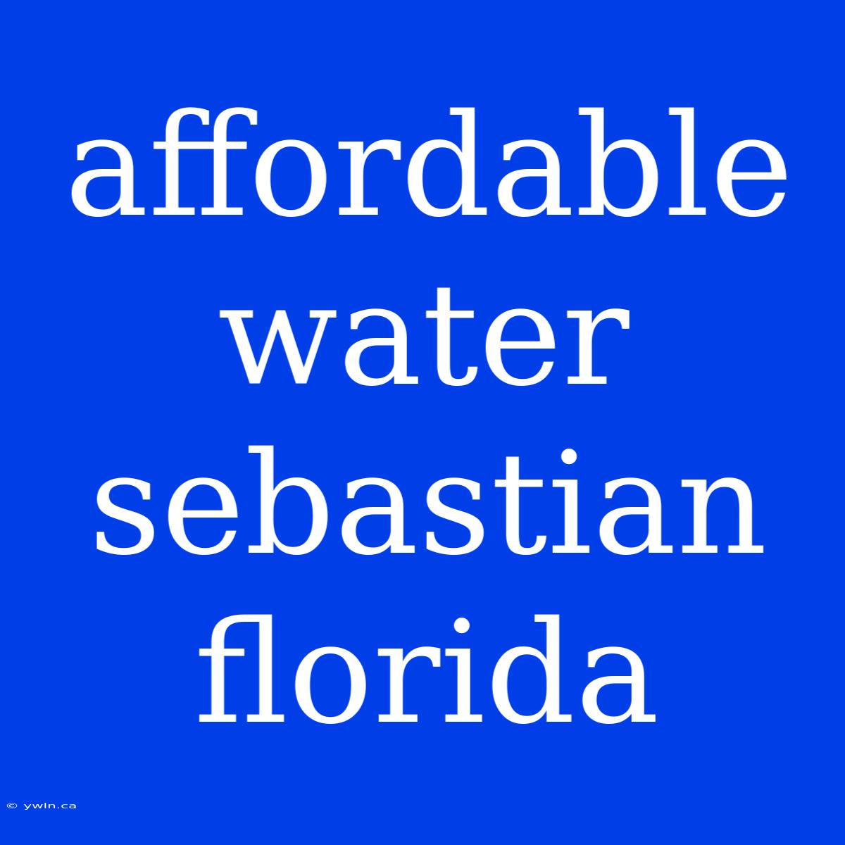 Affordable Water Sebastian Florida