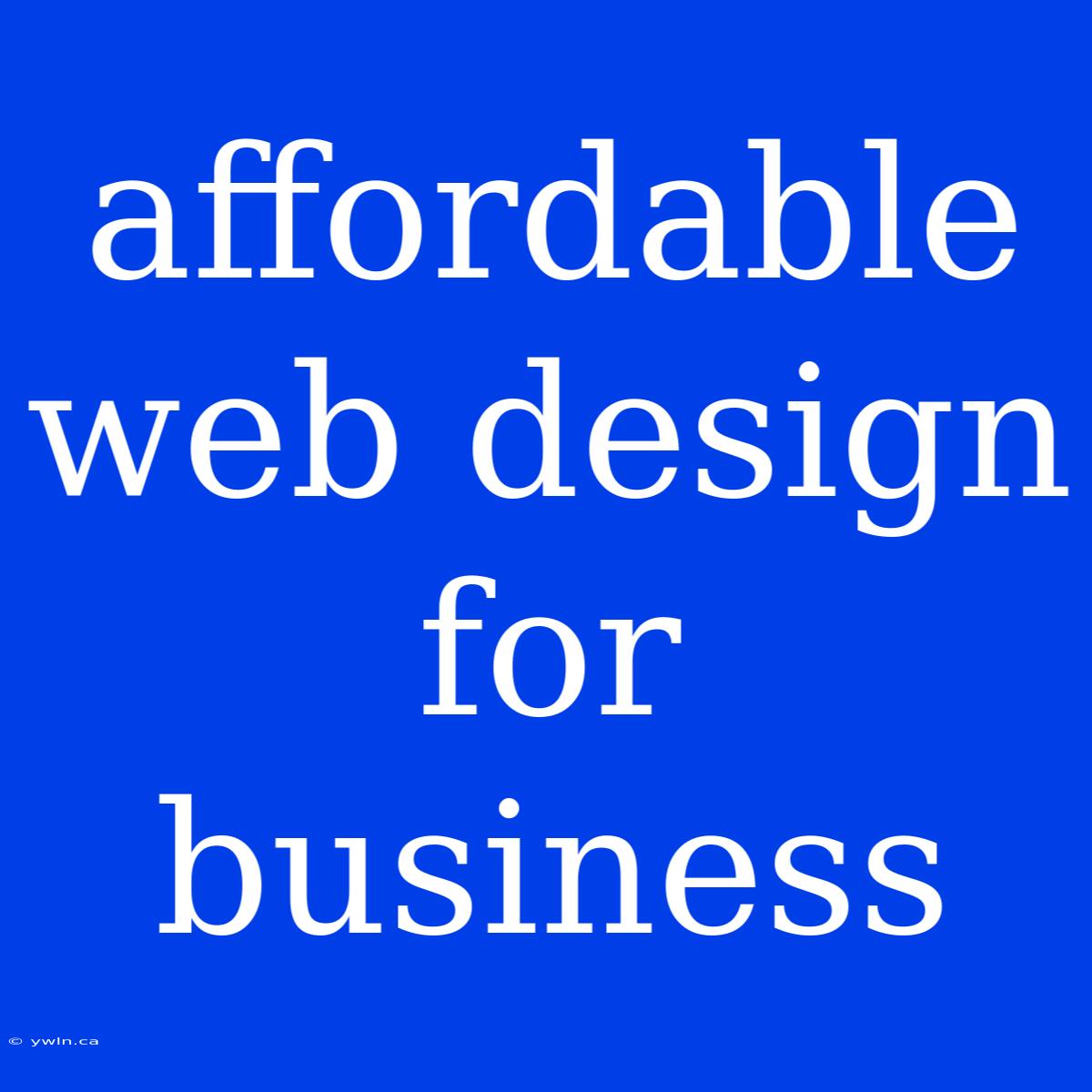 Affordable Web Design For Business