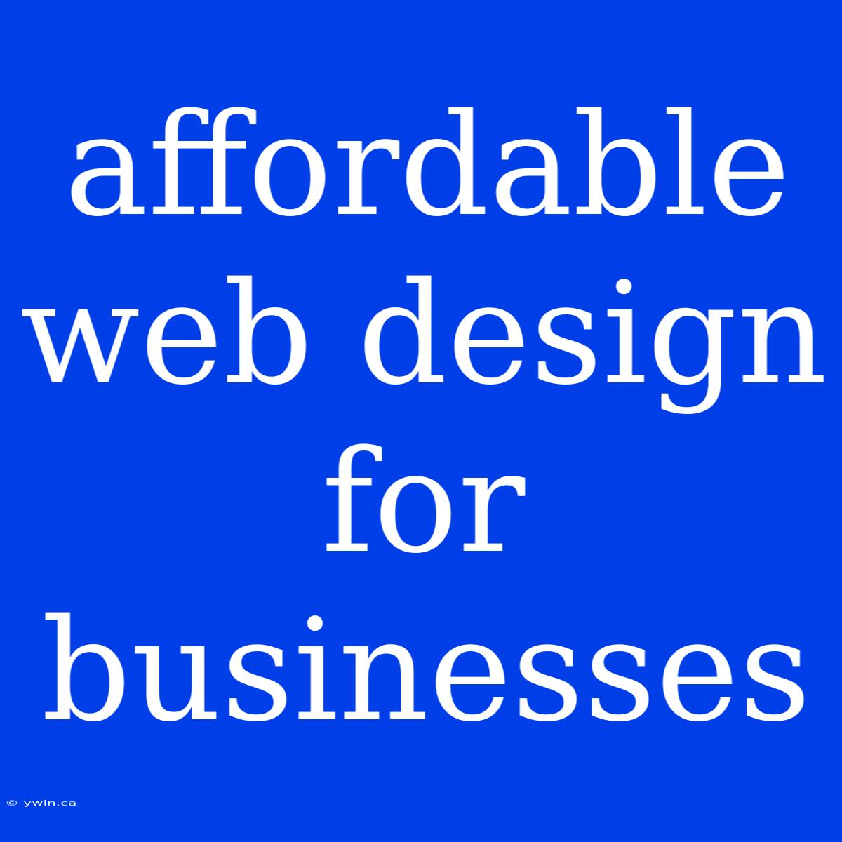 Affordable Web Design For Businesses