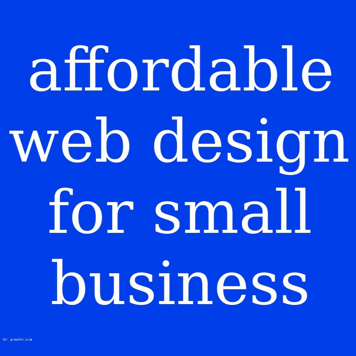 Affordable Web Design For Small Business