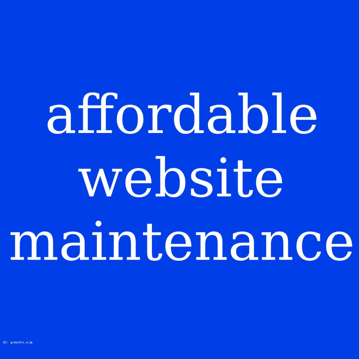 Affordable Website Maintenance