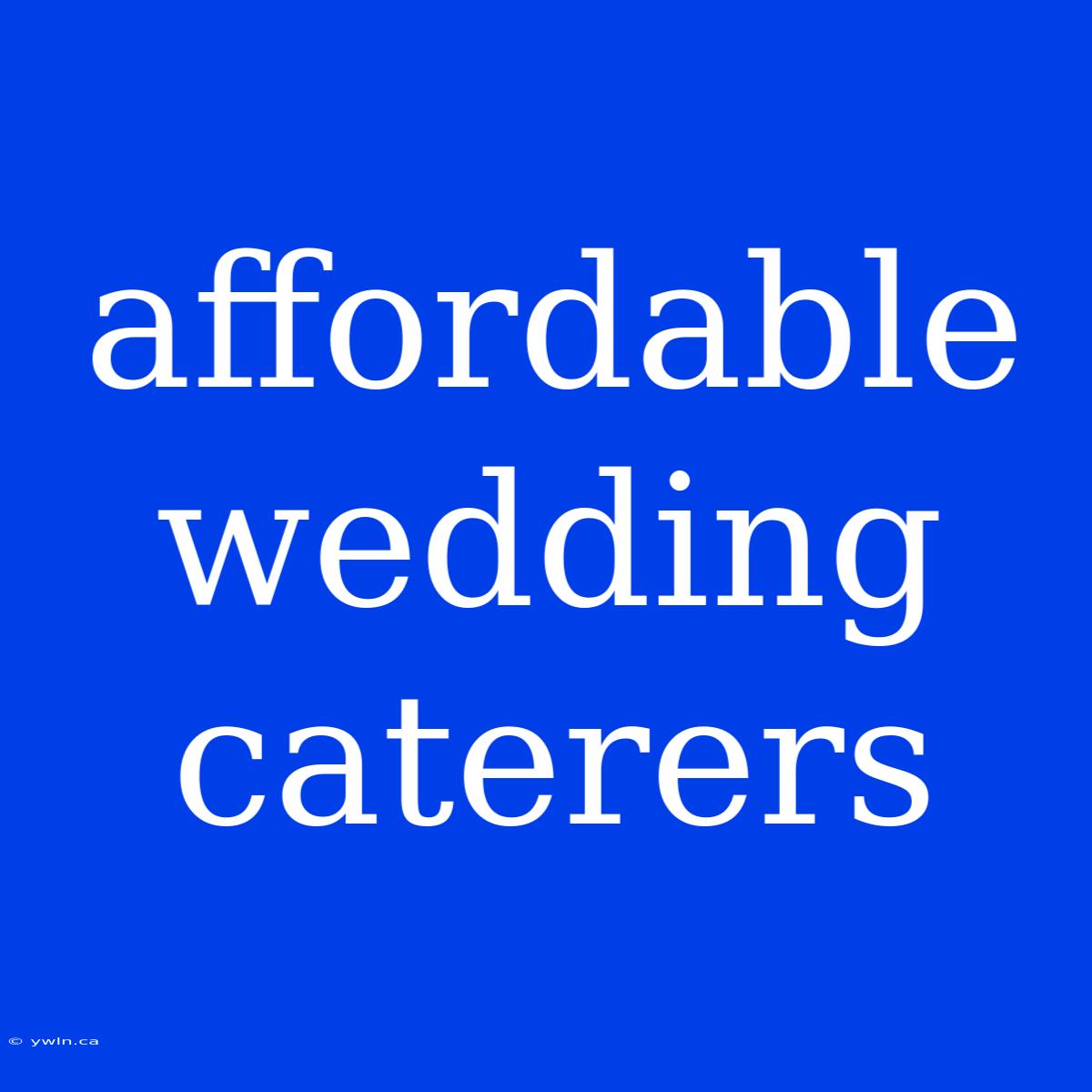 Affordable Wedding Caterers