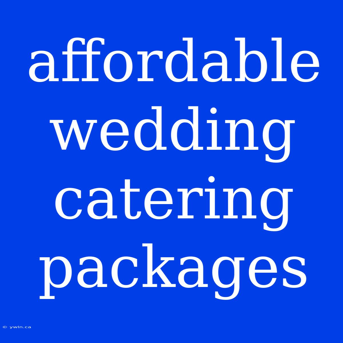 Affordable Wedding Catering Packages