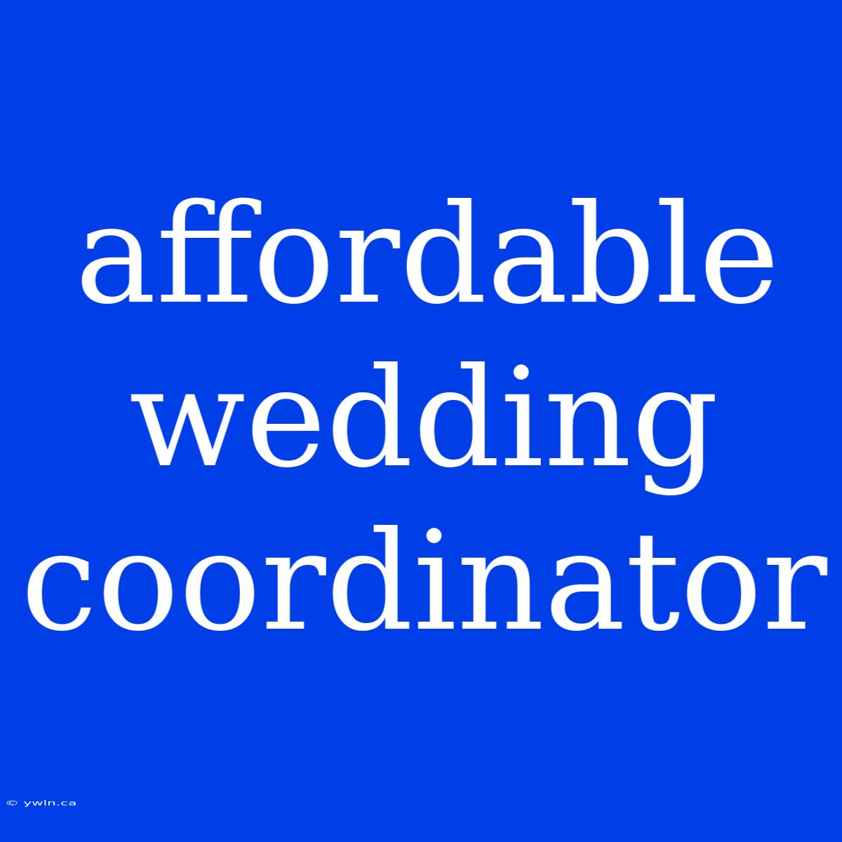 Affordable Wedding Coordinator