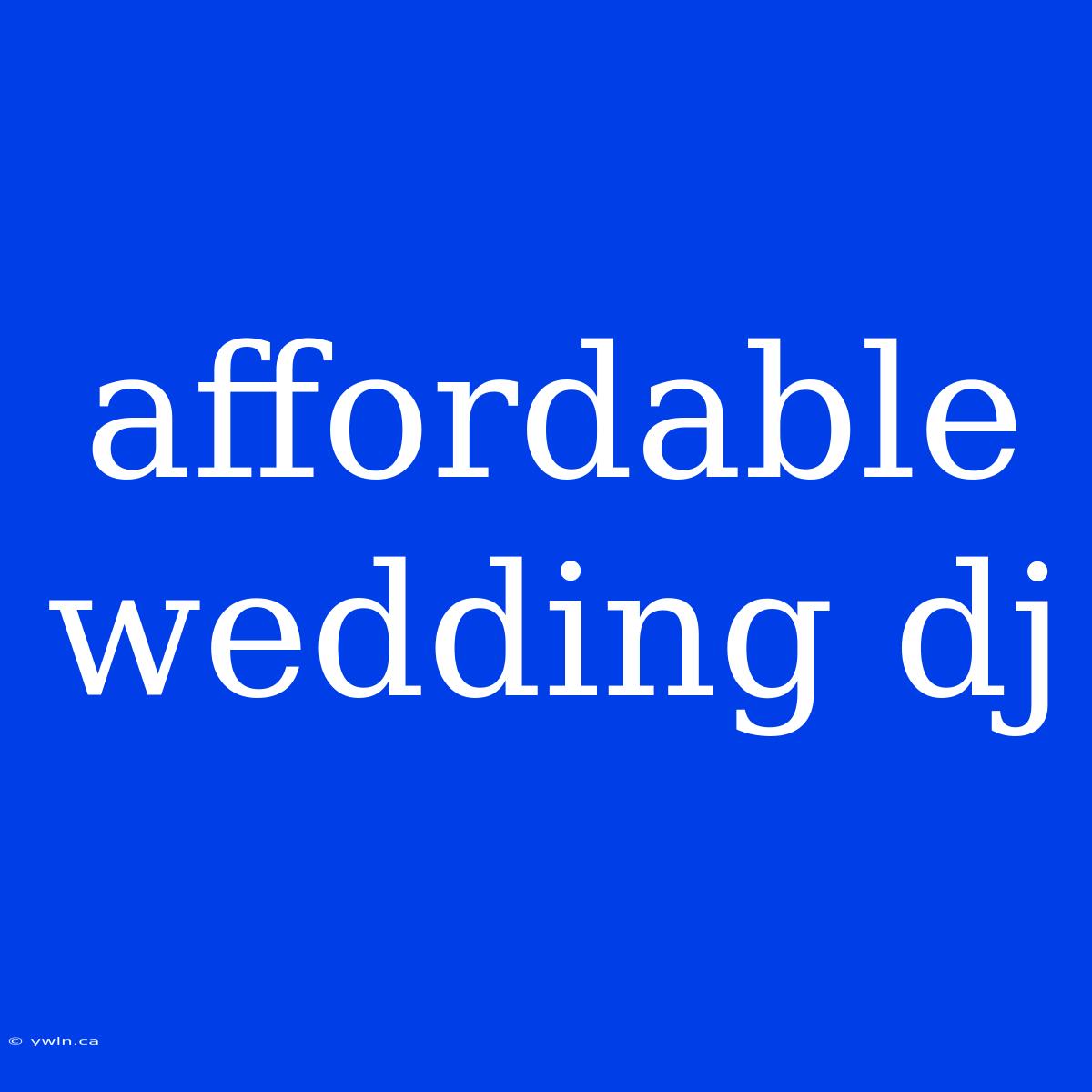 Affordable Wedding Dj